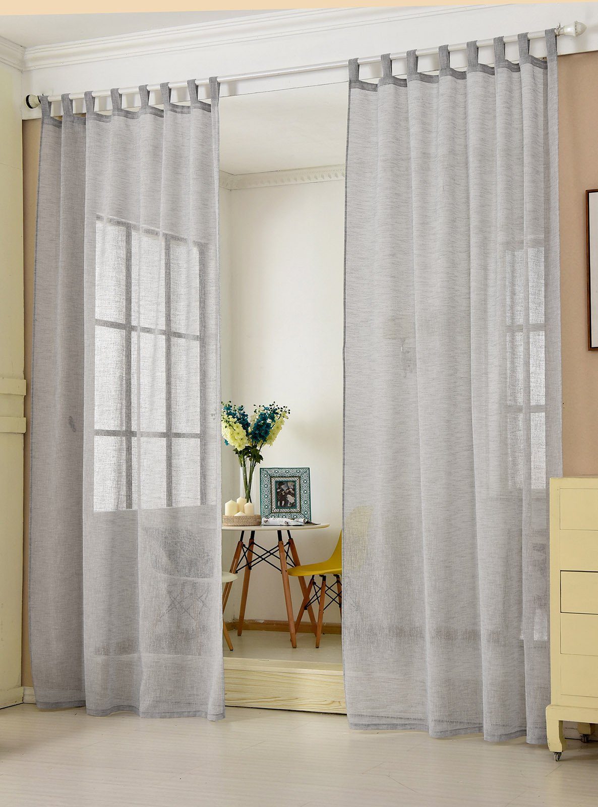 Woltu Gardine (1 St), halbtransparent, mit Schlaufen Leinen Landhaus Optik günstig online kaufen