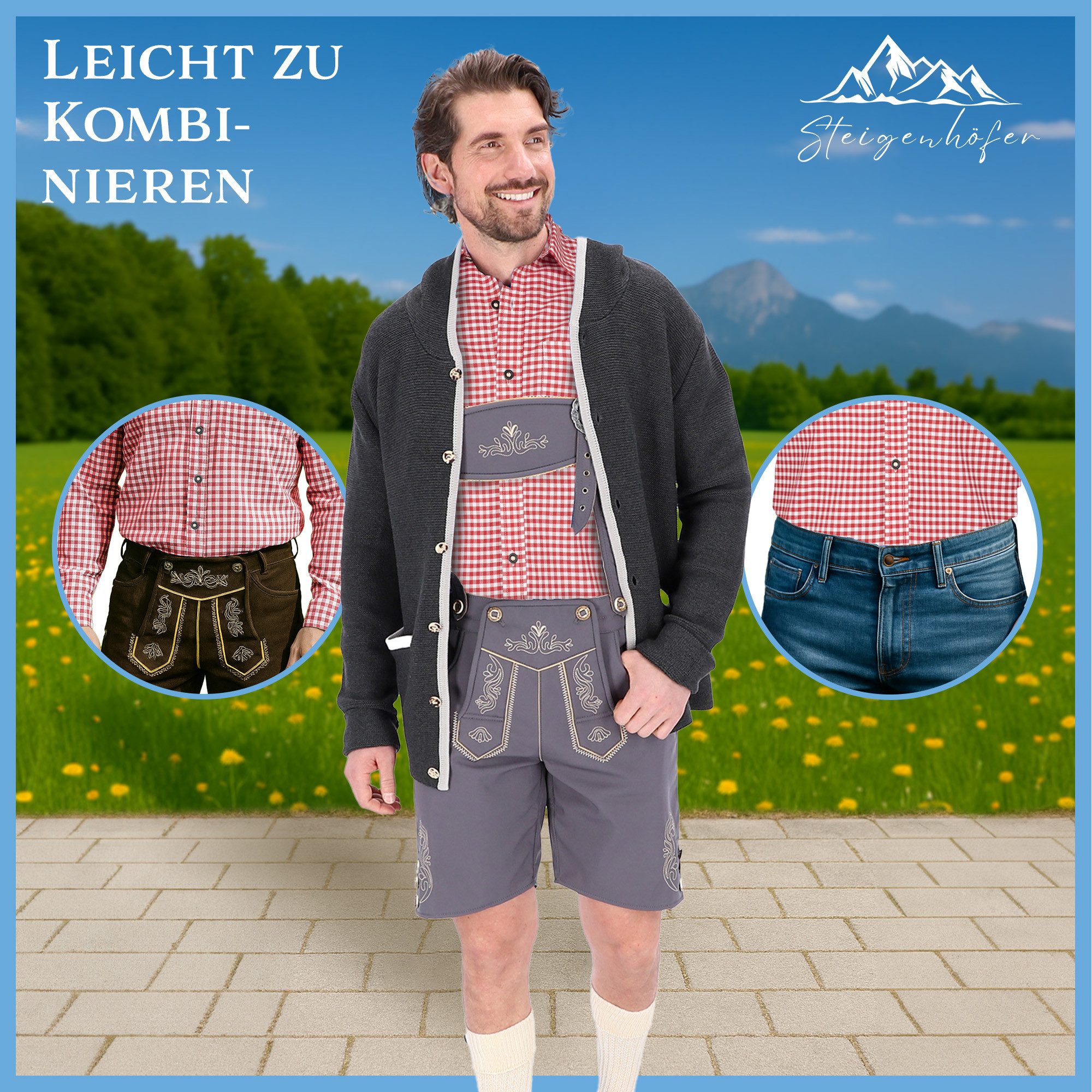 Steigenhöfer Manufaktur Trachtenhemd Trachtenhemd Herren Langarm - Heinz - zum Oktoberfest - Rot - L – Bild 5 von 5