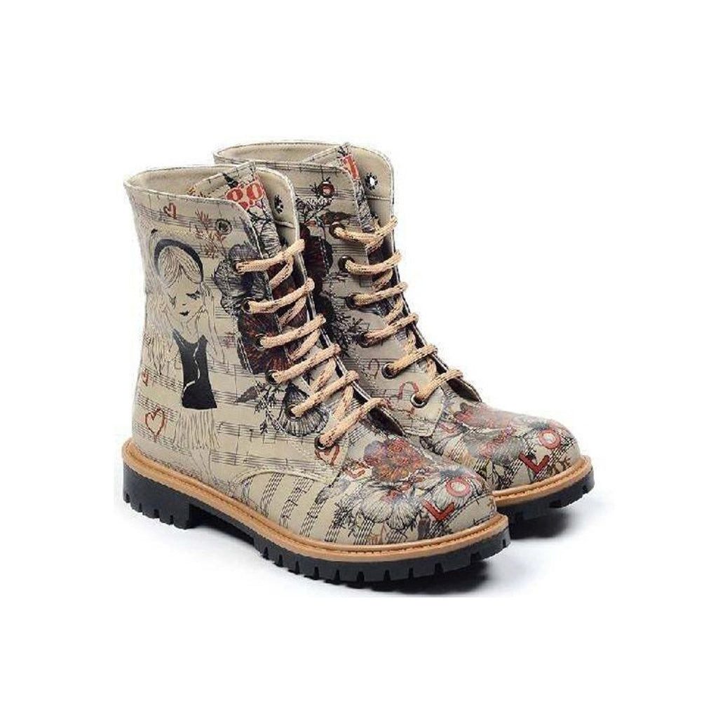 LaMarta Damenstiefel beige Vegan, Musiclover, Schnürboots, günstig online kaufen
