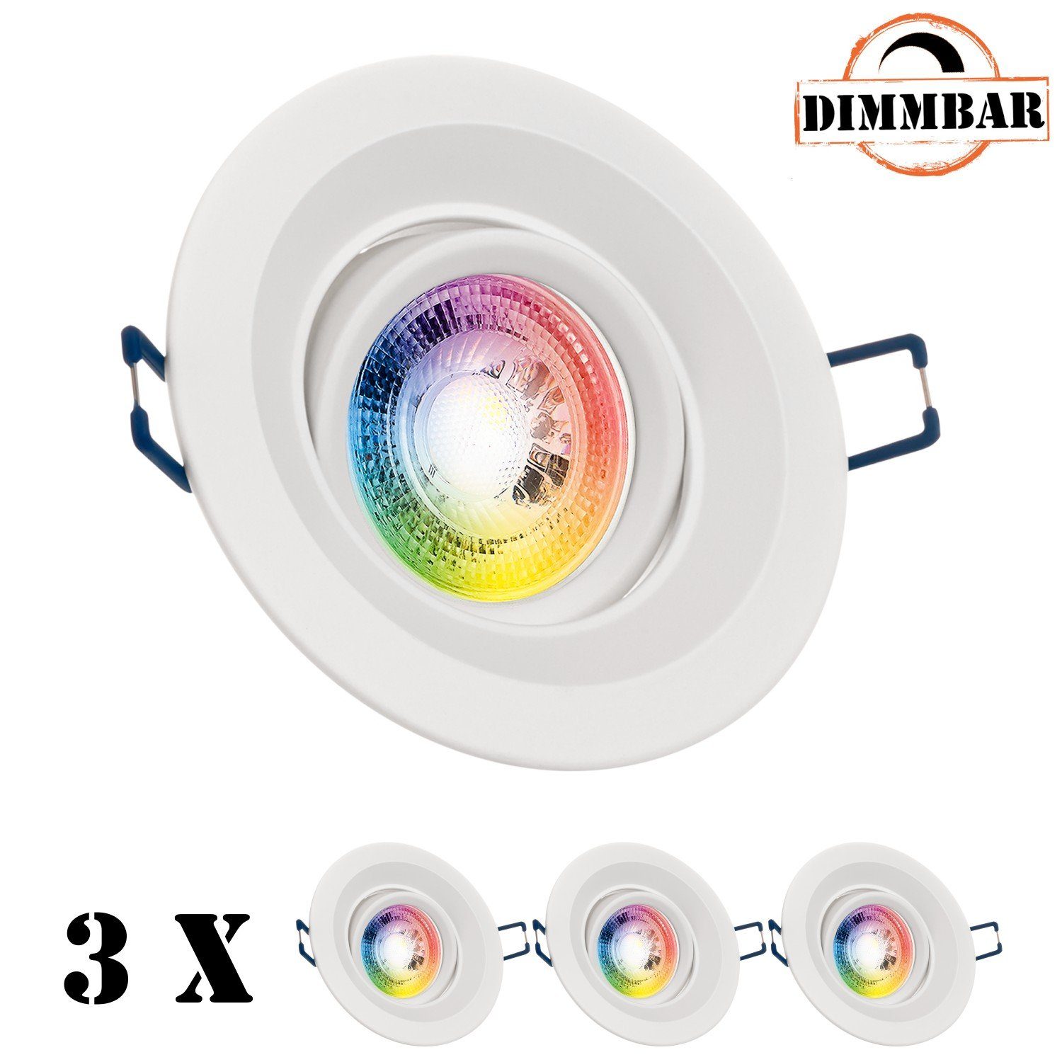 LEDANDO LED Einbaustrahler 3er RGB LED Einbaustrahler Set GU10 in weiß mit 3W LED von LEDANDO - 1