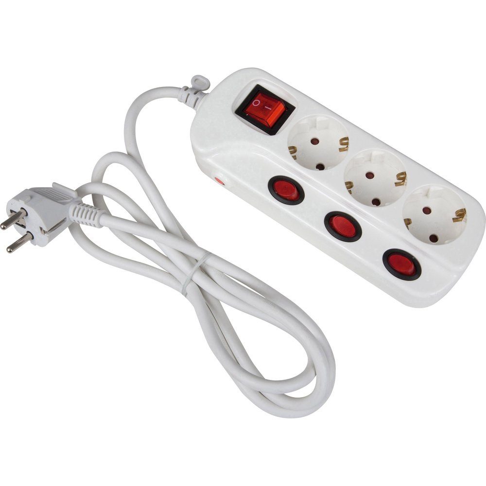 HEITRONIC Heitronic 45190 Steckdosenleiste mit Schalter 3fach Weiß Schutzkontakt Steckdosenleiste (Kabellänge 1.50 m)