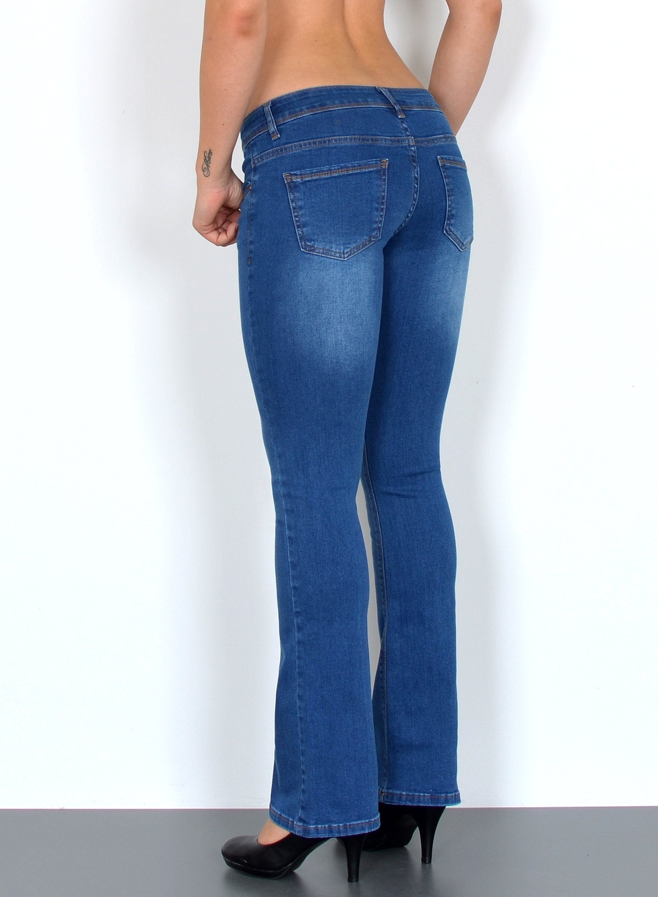 ESRA Bootcut-Jeans Low Waist Jeans Damen Bootcut Stretch Flared Jeans Wide Leg Jeans B2 Bootcut Jeans Damen Schlaghose weites Bein Flared Jeans Schlag Jeans – Bild 5 von 5