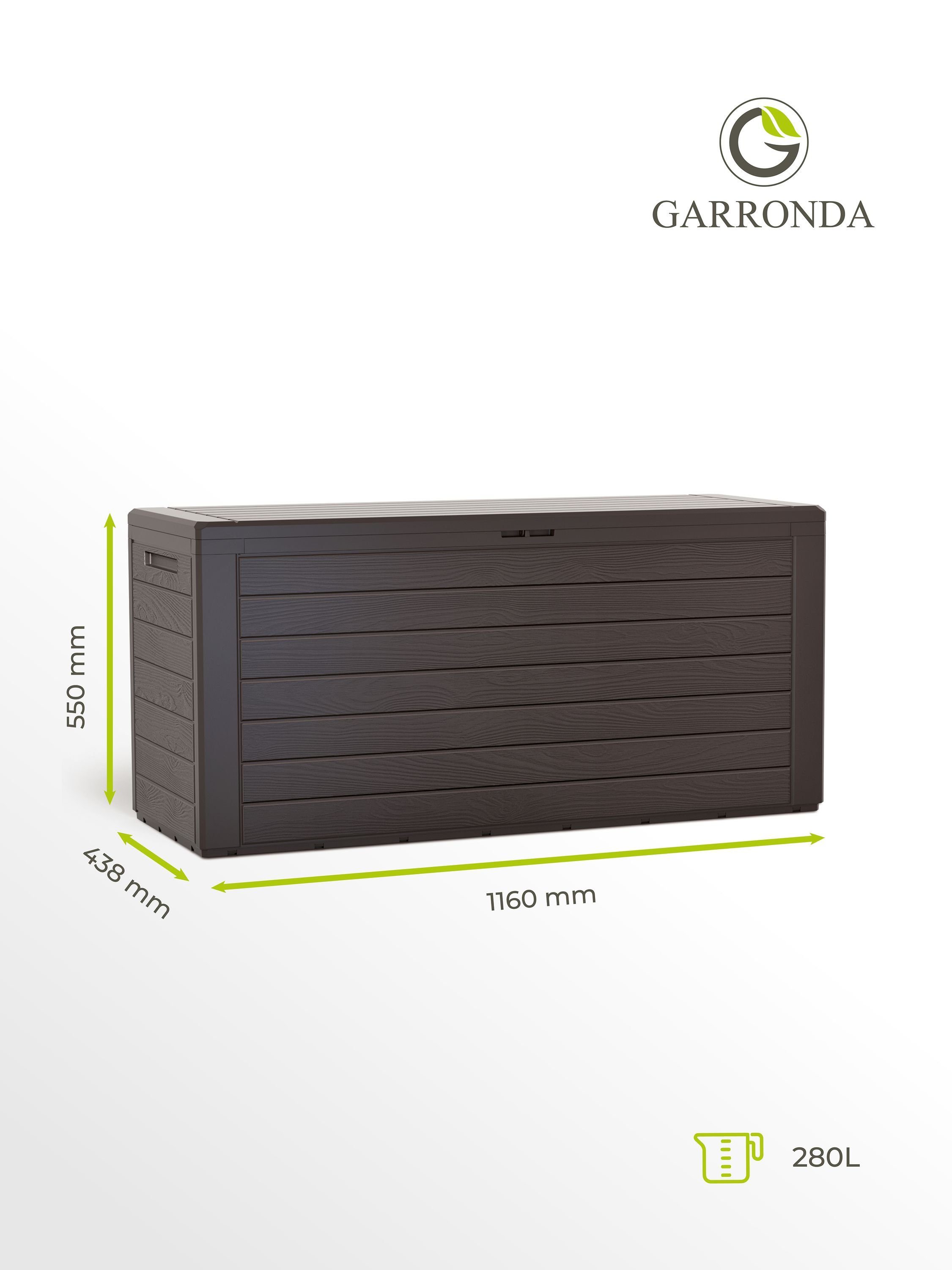 Garronda Gerätebox Gartenbox 280L Gartenruhe GD-0050 Kissenbox Braun