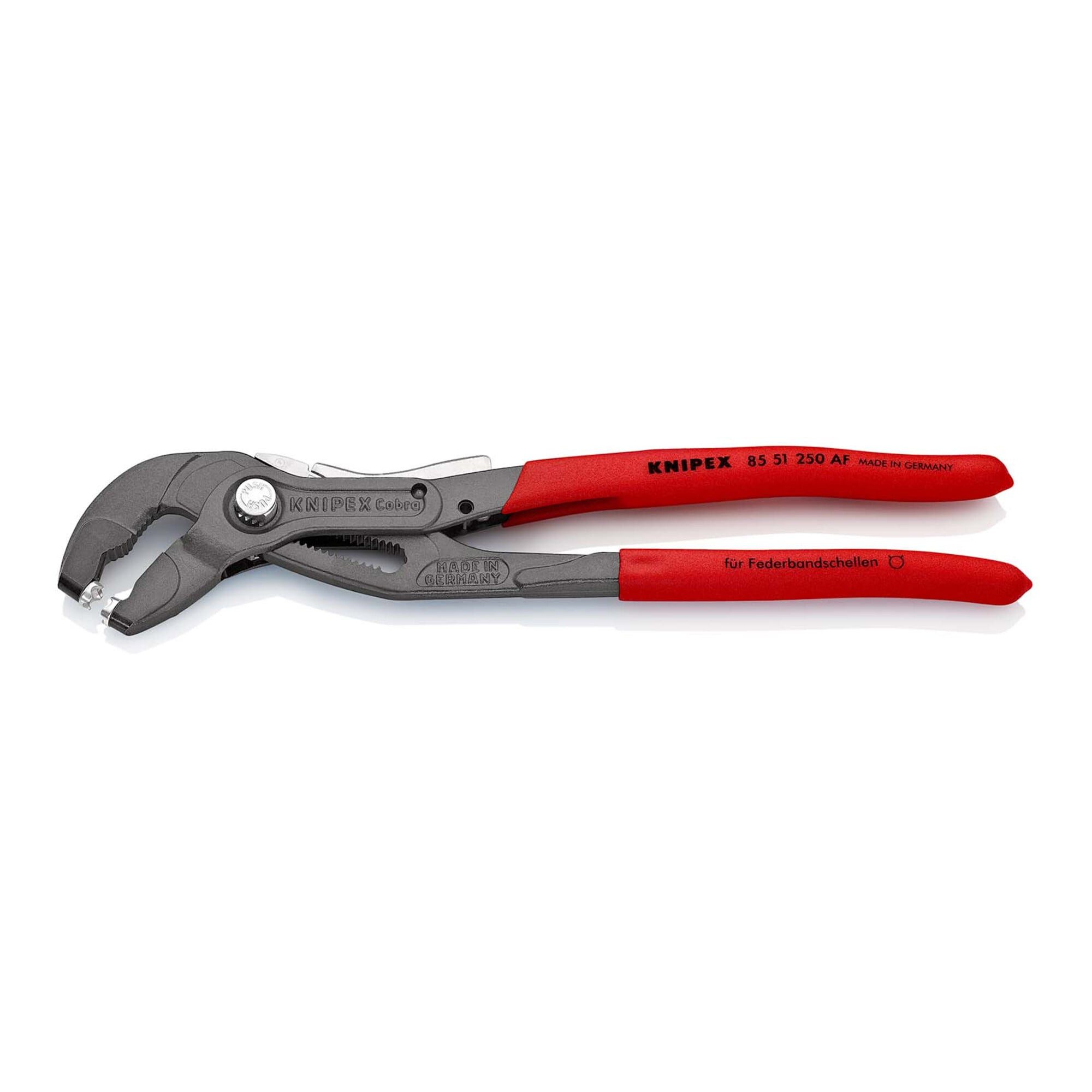 Knipex Wasserpumpenzange KNIPEX 85 51 250 AF Federbandschellenzange mit Feststeller mit rutschh