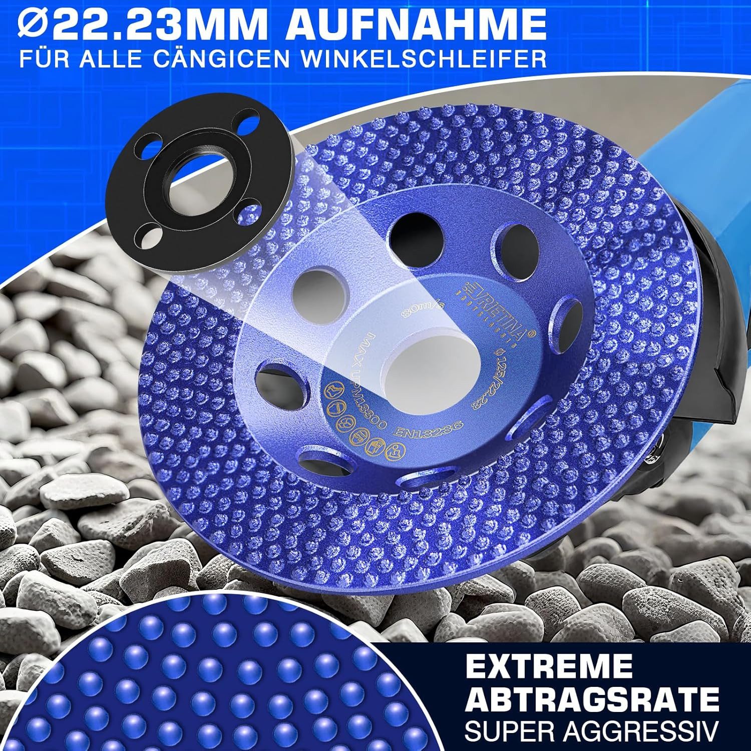 Harilla Diamant-Schleifscheibe Für Winkelschleifer - 10 Mm, Körnung 46 - Für Keramik & Stein