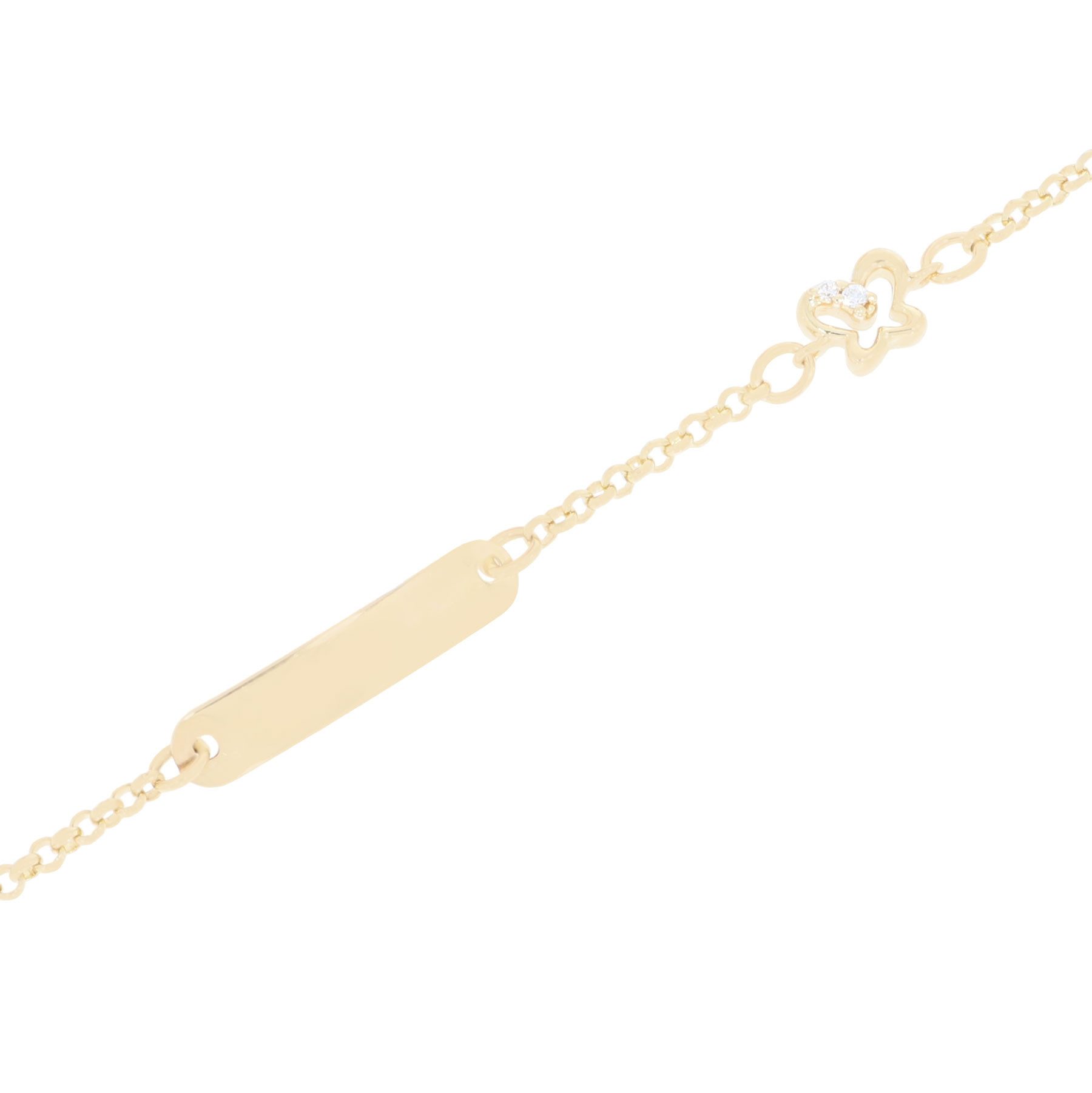 Goldarmband 585 Gelbgold Kinder ID Armband Schmetterling Zirk.