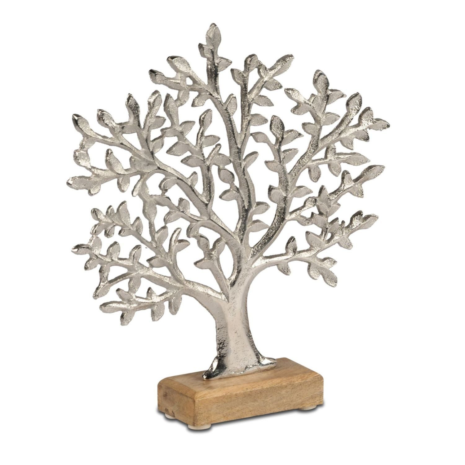 formano Skulptur Alu Mangoholz, Auf Sockel, Silber, Baum, H: 27cm