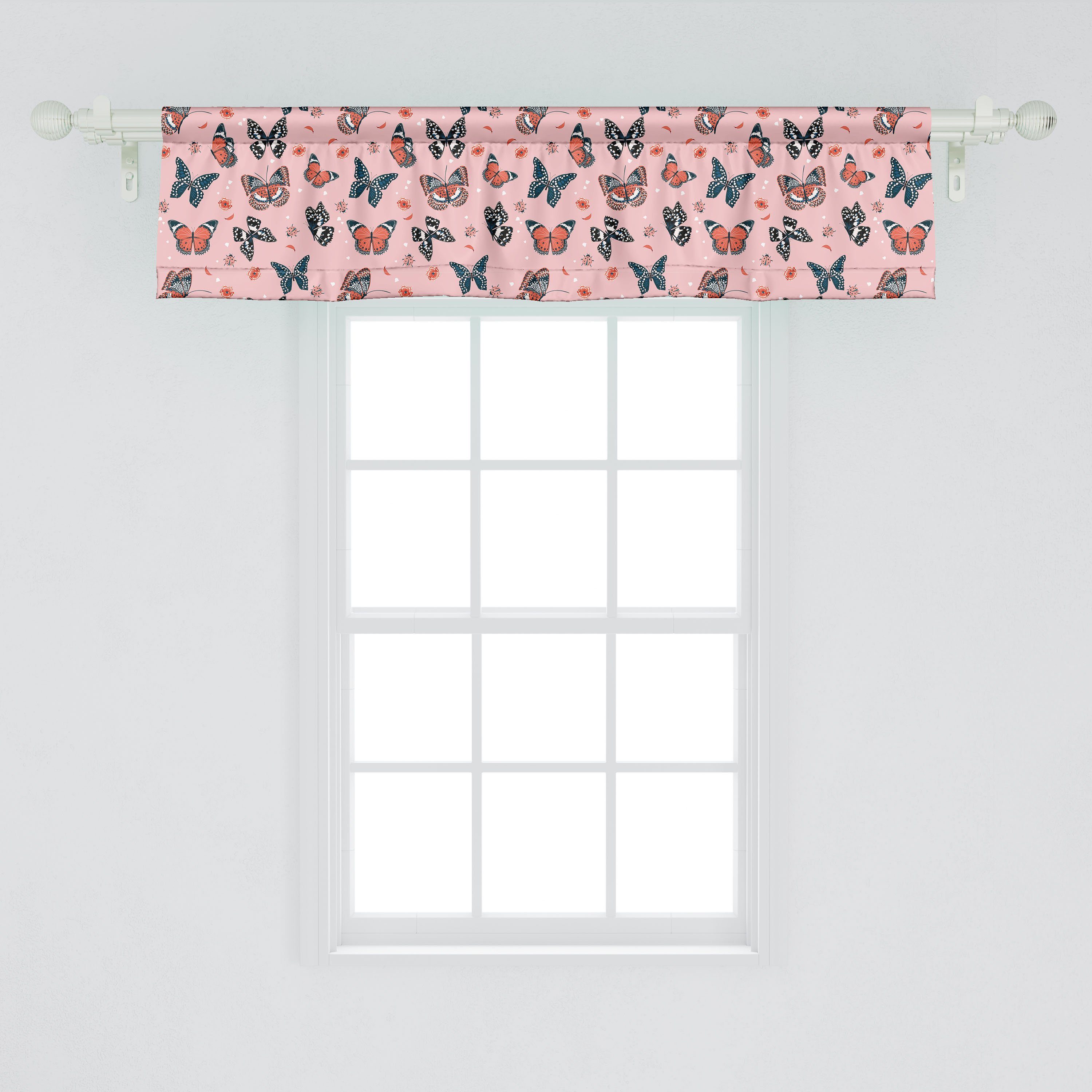 Scheibengardine Vorhang Motte Dekor für Microfaser, fliegen Design Abakuhaus, Schlafzimmer Küche Stangentasche, mit Volant Schmetterlinge Kunst