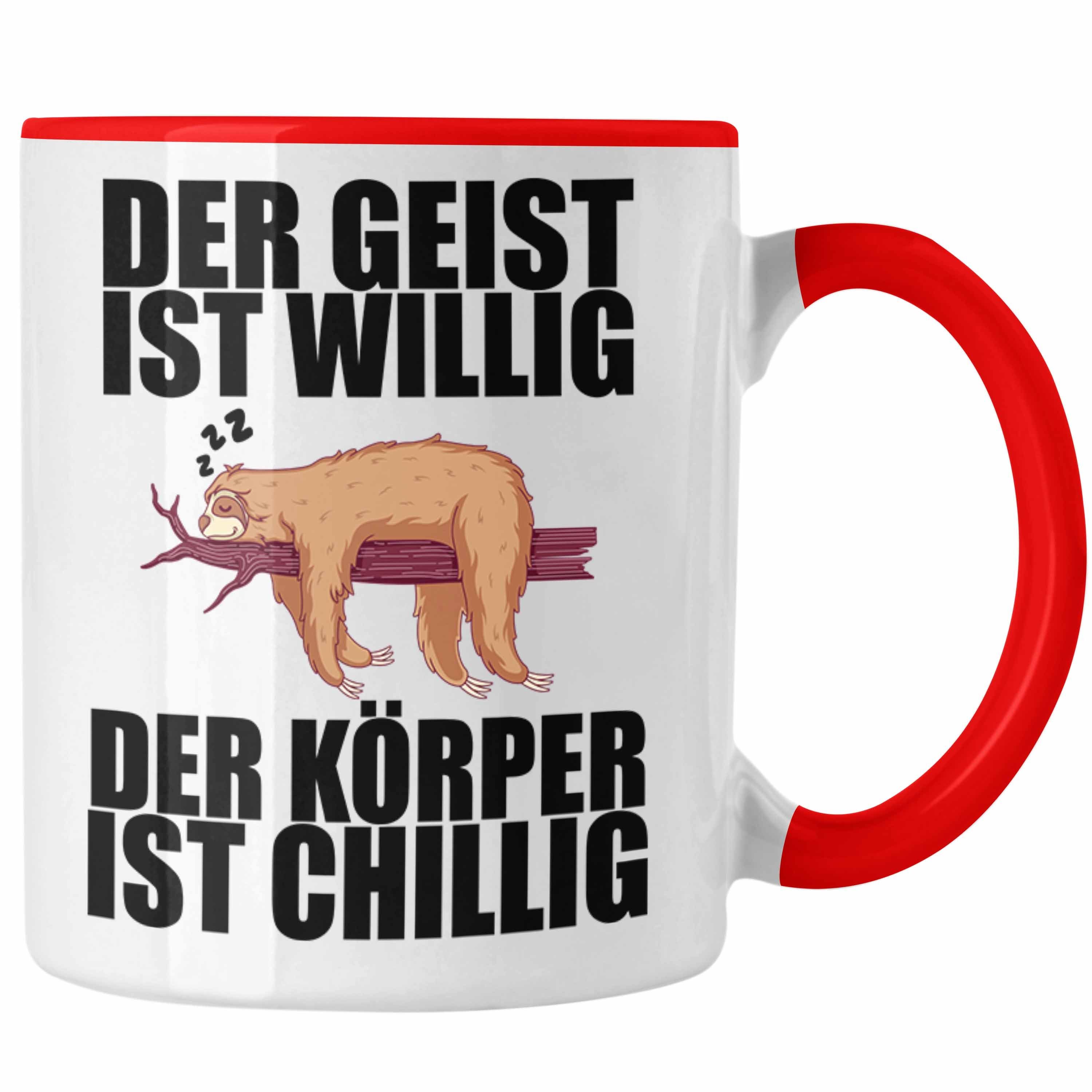 Trendation Tasse Trendation - Lustige Faultier Büro Arbeitskollege Geschenk Tasse Spruch Rot Mitarbeiter mit