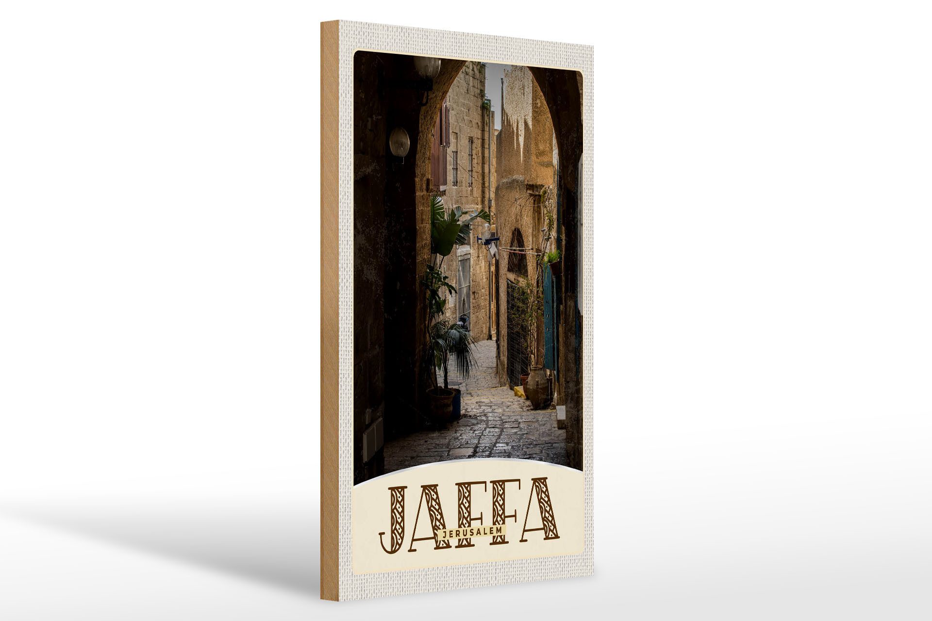 Femer GmbH Holzbild Reise 20x30cm Jaffa Jerusalem Israel Stadt Weg, (1 St), Glatte Holzfaserplatte (MDF), vorn beschichtet