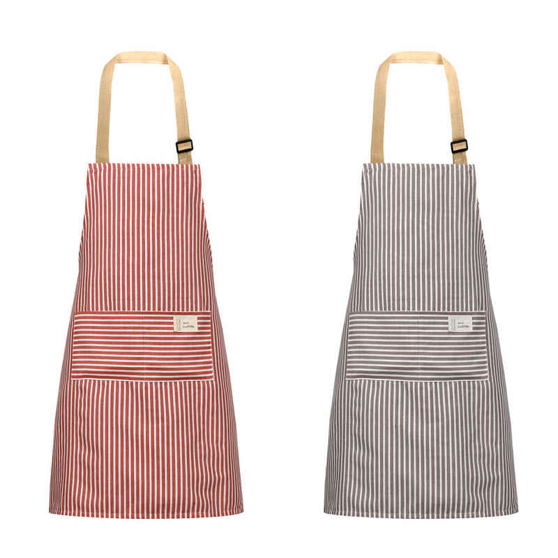 CALIYO Kochschürze Küchenschürze, 2-Tlg verstellbare Schürze mit 2 Taschen, (2-tlg), Maschinenwäsche, farbecht Schürze für Männer Damen Küche Restaurant