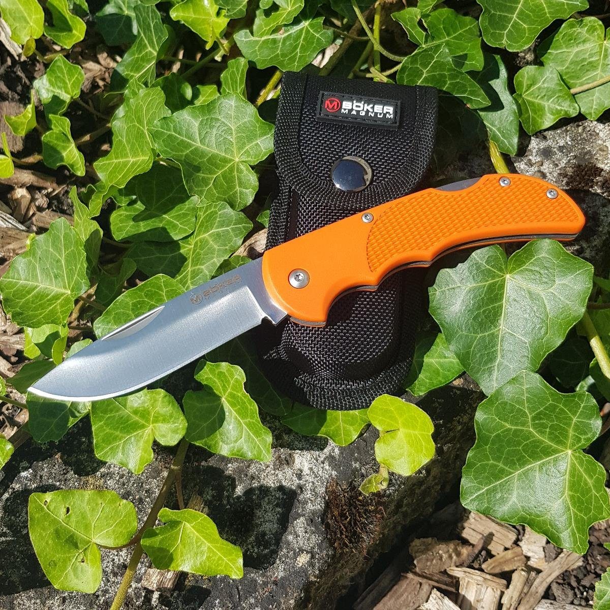 Taschenmesser Orange Knife Lock by Zweihand, HL Nylonetui mit Back MAGNUM Single Pocket BÖKER