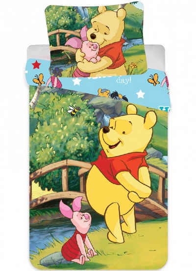 Kinderbettwäsche Winnie Puuh Kinder Set Bettbezug Bär Wendebettwäsche 90×140cm, Disney Winnie Puuh