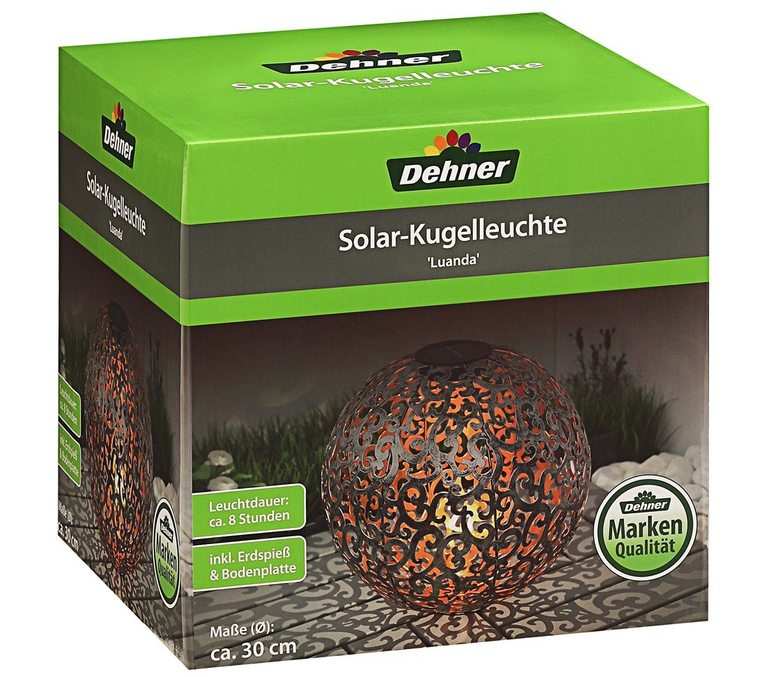 Solarkugel Solarleuchte Luanda, Kugel LED-Licht, cm, 8 Solar Stunden Metall, betrieben, 30/40 Weiß, Ø mit Leuchtdauer LED Dehner