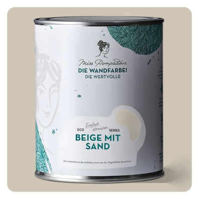 MissPompadour Wandfarbe Beige mit Sand - matte Wandfarbe mit sehr hoher Deckkraft 1 L, geruchsneutrale und spritzfreie Innenfarbe, wasserbasiert