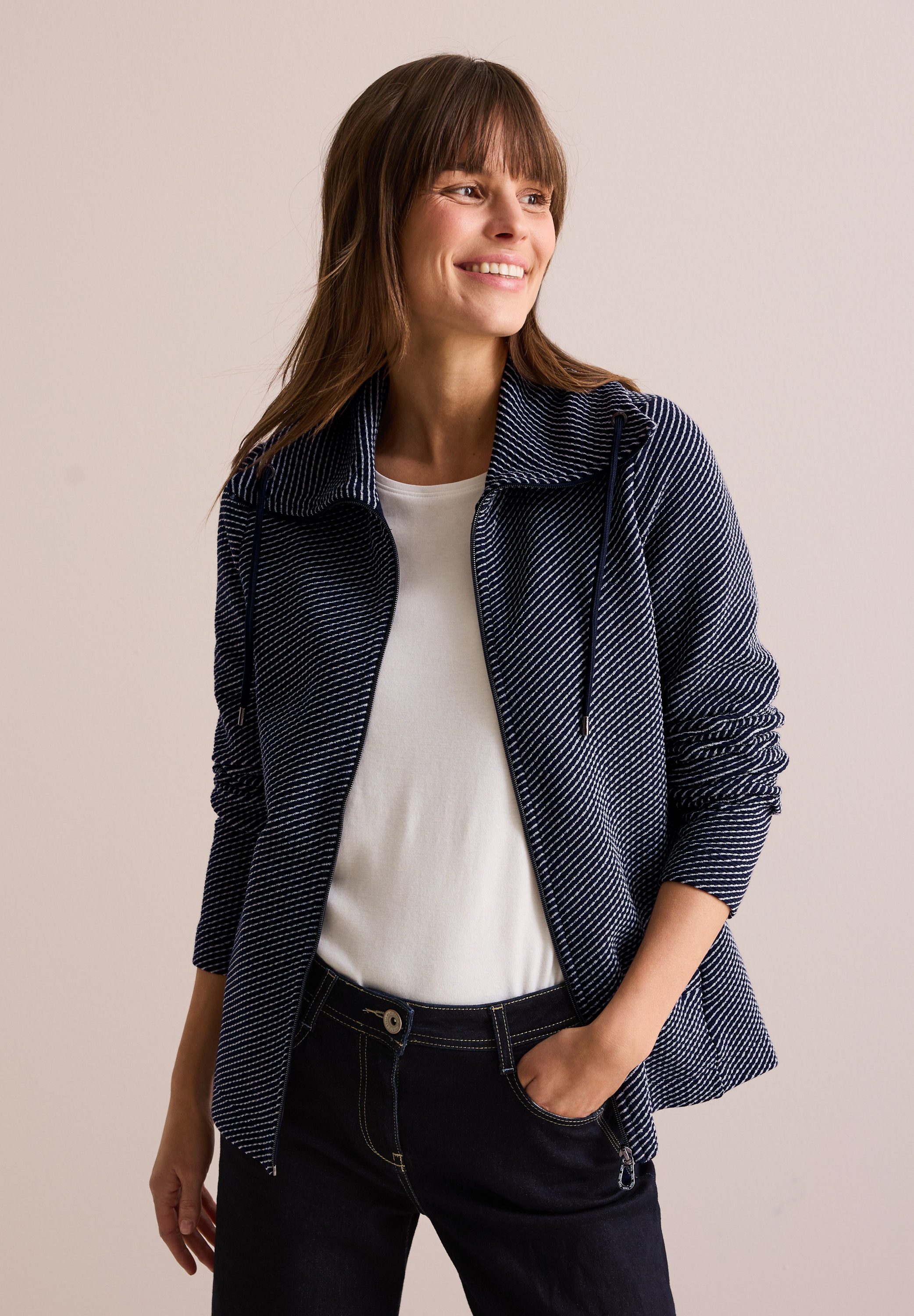 CECIL Cardigan mit Tunnelzugband am Kragen günstig online kaufen