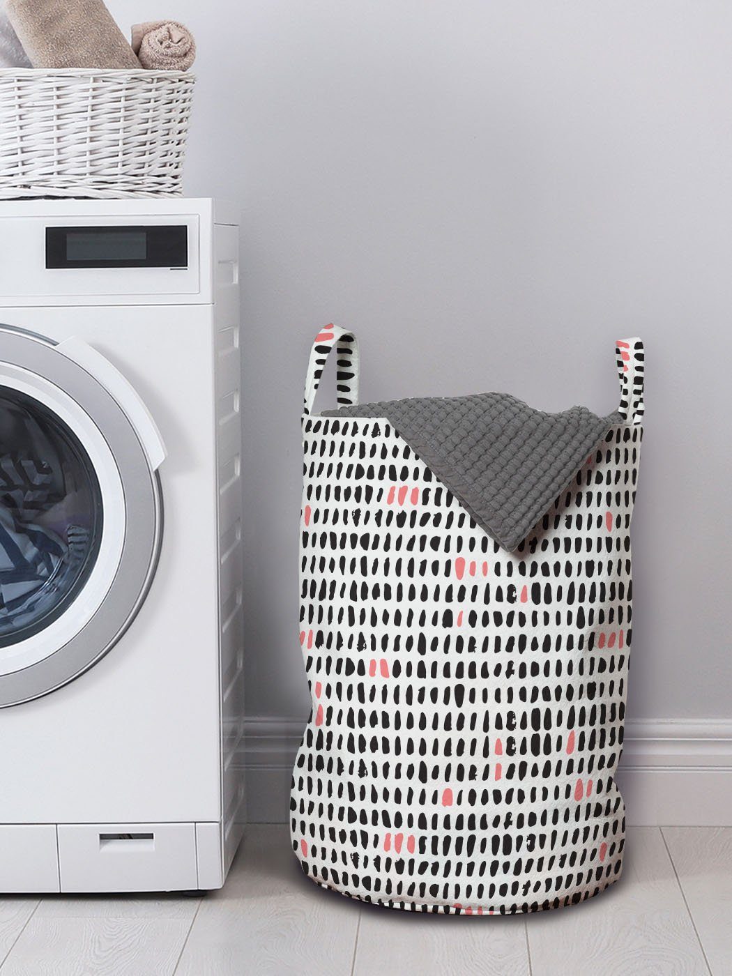 Abakuhaus Wäschesäckchen Waschsalons, für Wäschekorb mit Brushstroke Einfacher Kordelzugverschluss Abstrakt Shapes Griffen