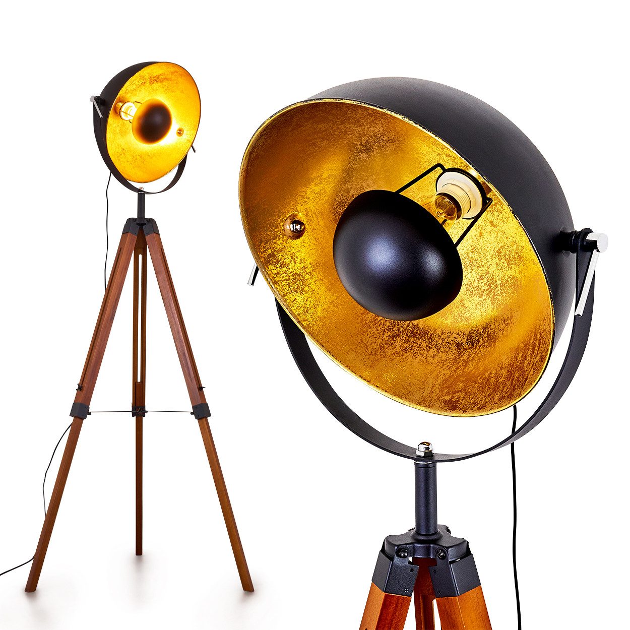 hofstein Stehlampe »Ghedi« Vintage Stehleuchte in Schwarz/Gold aus Metall, günstig online kaufen