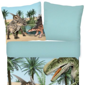 Kinderbettwäsche Dinozeit Flanell Trendy Bedding, ESPiCO, Flanell, 2 teilig, Dinosaurier, Palmen