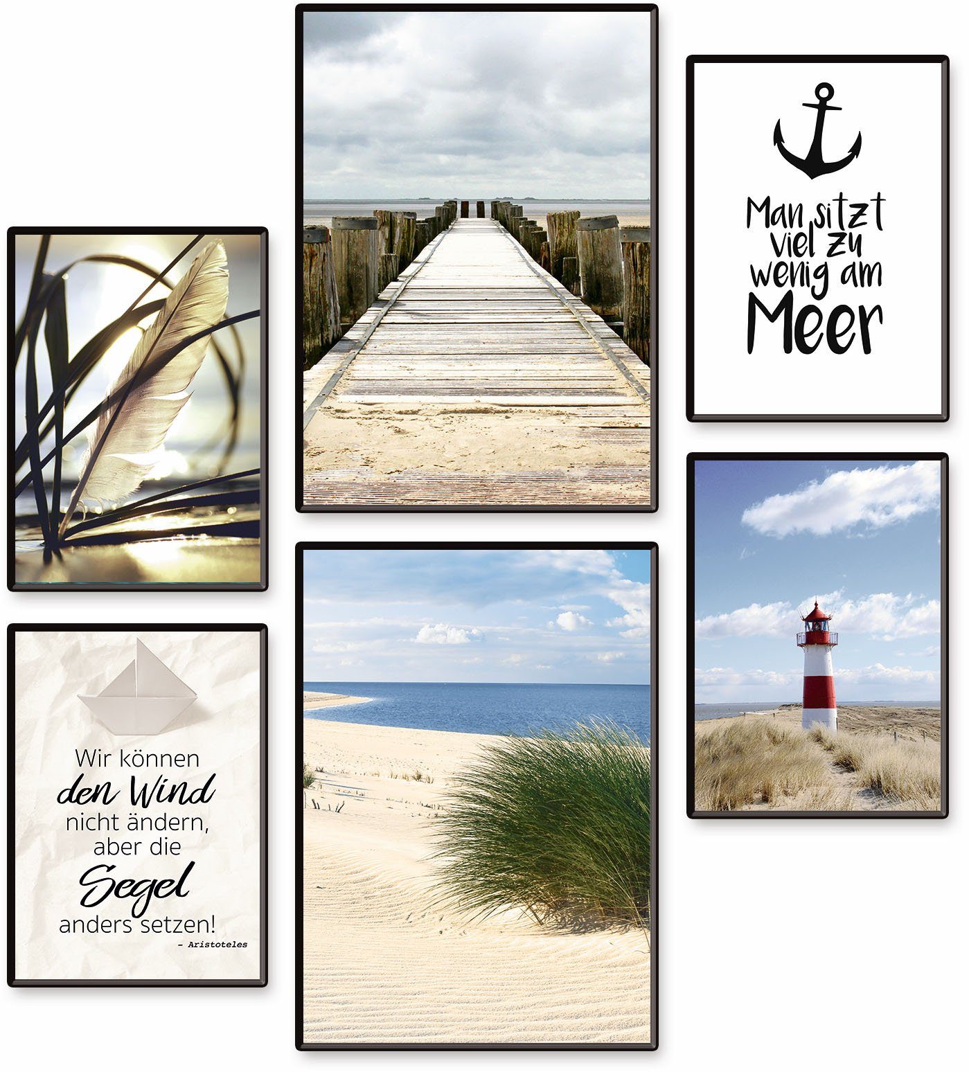 Artland Плакат Impressionen vom Meer, Meer Изображения (Set, 6 St), 6er Set, 2xDIN A3 / 4xDIN A4, ohne Rahmen