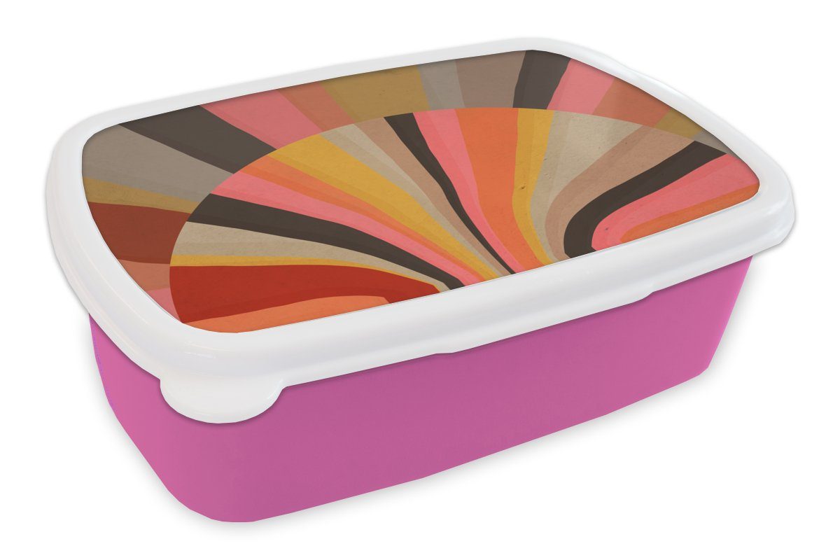 MuchoWow Lunchbox Abstrakt -Kunst -Formen, Kunststoff, (2-tlg), Brotbox für Erwachsene, Brotdose Kinder, Snackbox, Mädchen, Kunststoff rosa
