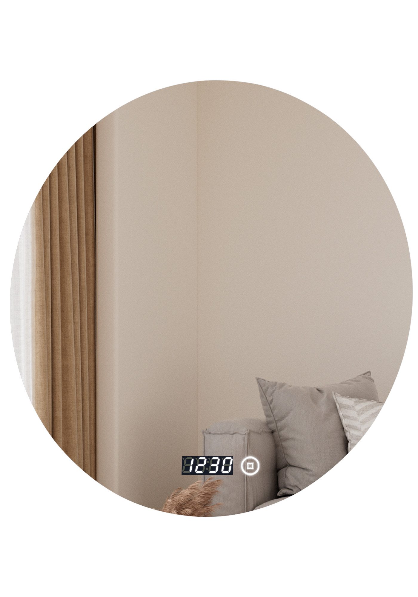 Schminkspiegel LED Uhr Rundspiegel mit beleuchtung 60cm Touch Wandschalter 3000-6500K