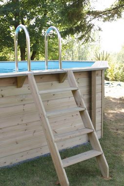 Ubbink Ovalpool Sunwater (Komplett-Set, 11-tlg), 300 x 490 x 120 cm, Holzpool komplett mit Filteranlage