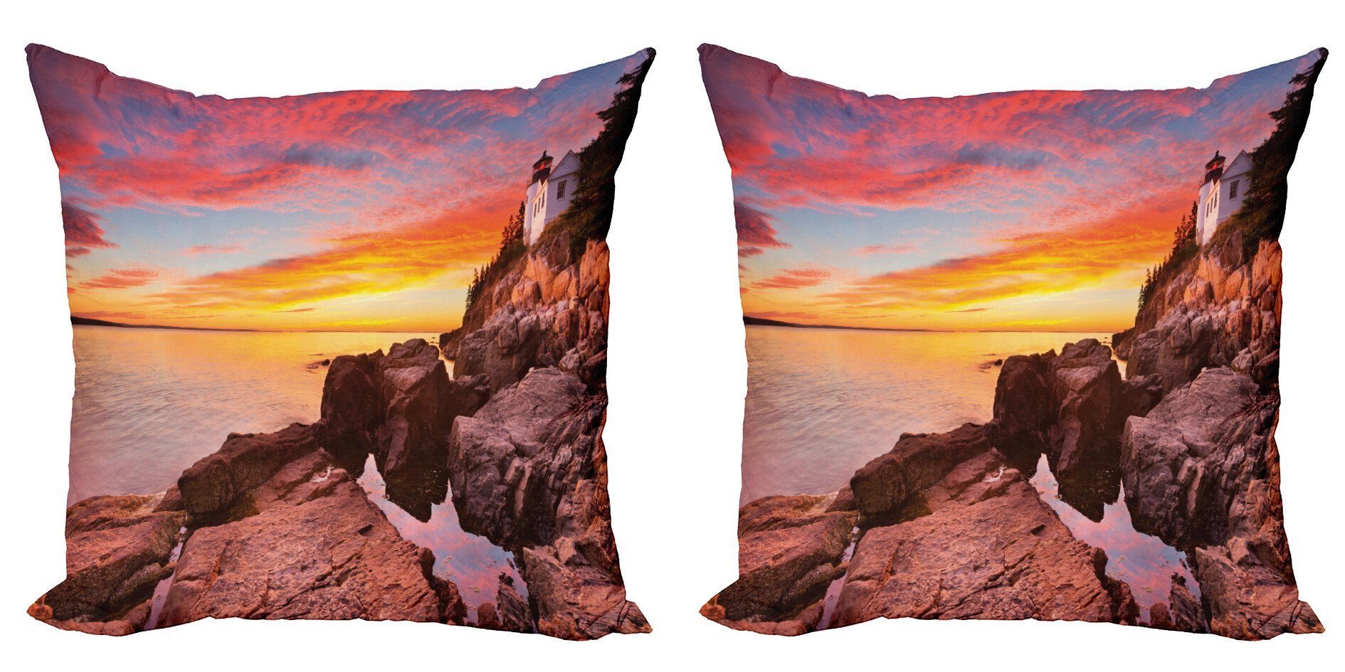 Kissenbezüge Modern Accent Doppelseitiger Digitaldruck, Abakuhaus (2 Stück), Natur Harbor Sea Shore Sky