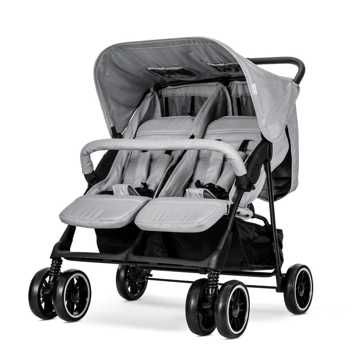 Lorelli Zwillingswagen Zwillingskinderwagen TWIN, Wickeltasche Einhand-Klappsystem Fußabdeckung