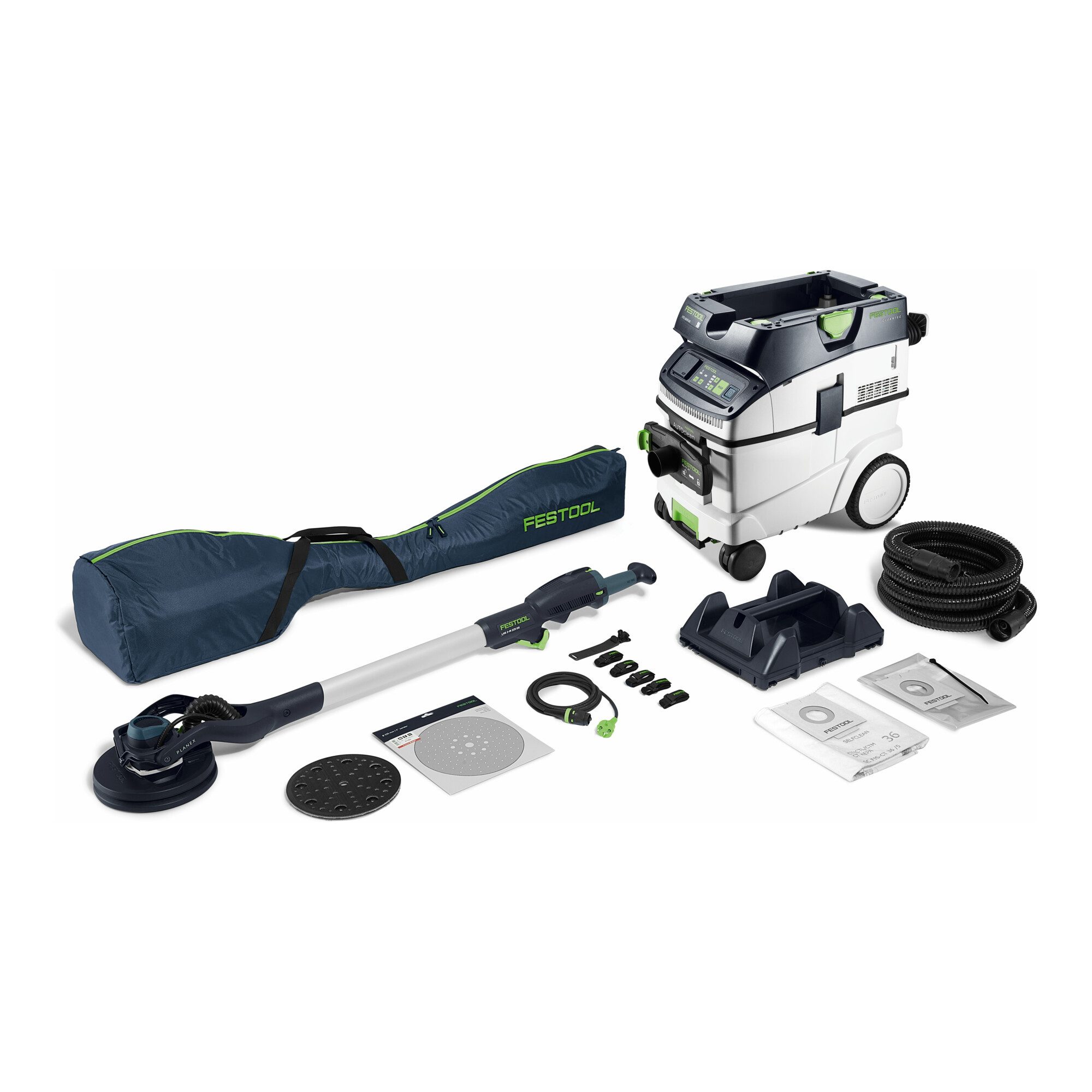 FESTOOL Trockenbauschleifer Festool Langhalsschleifer- und Sauger-Set PLANEX LHS 2-M 225 EQ/CTL 36