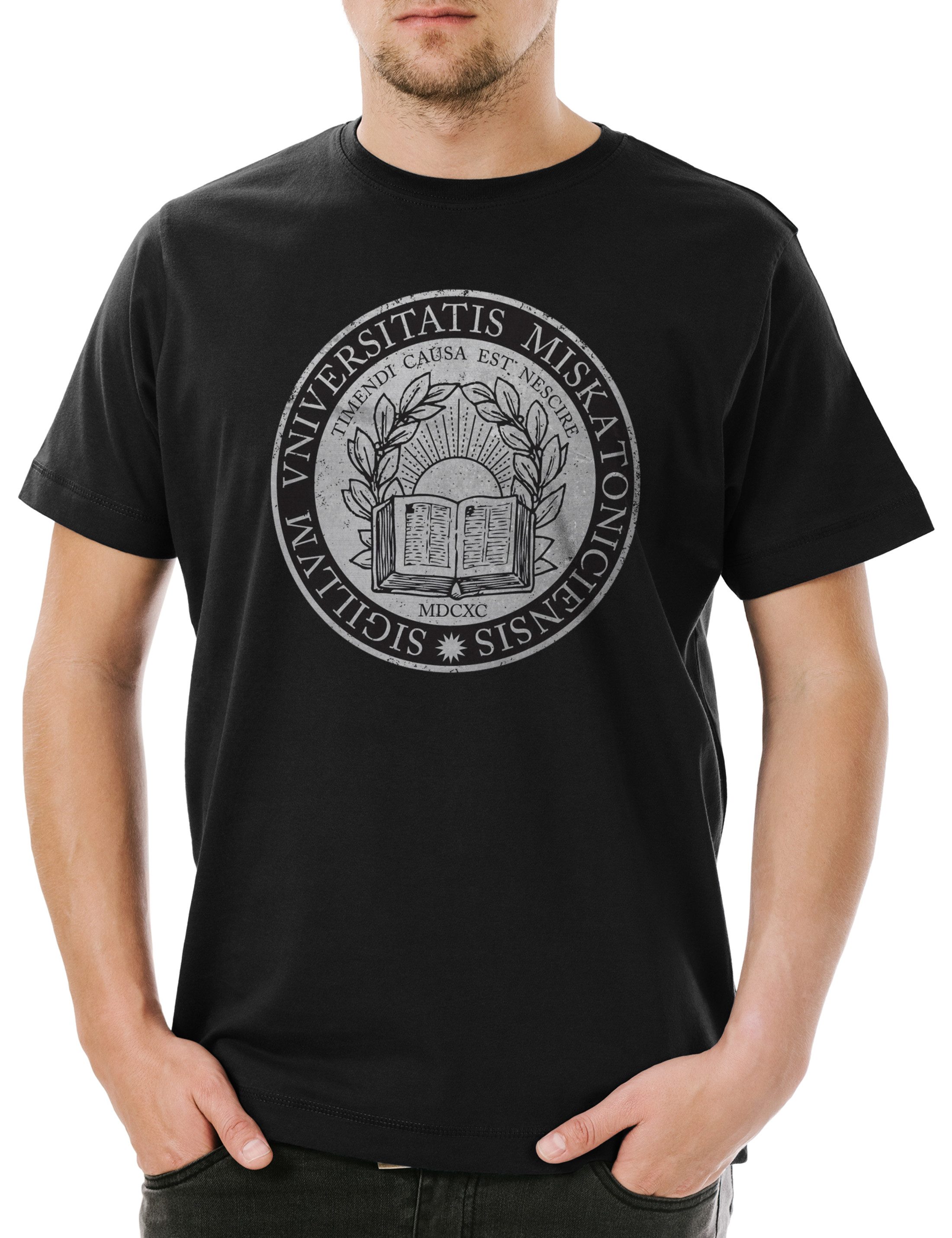 Print-Shirt Miskatonic Logo III Herren T-Shirt Lovecraft HP Sign Cthulhu Innsmouth