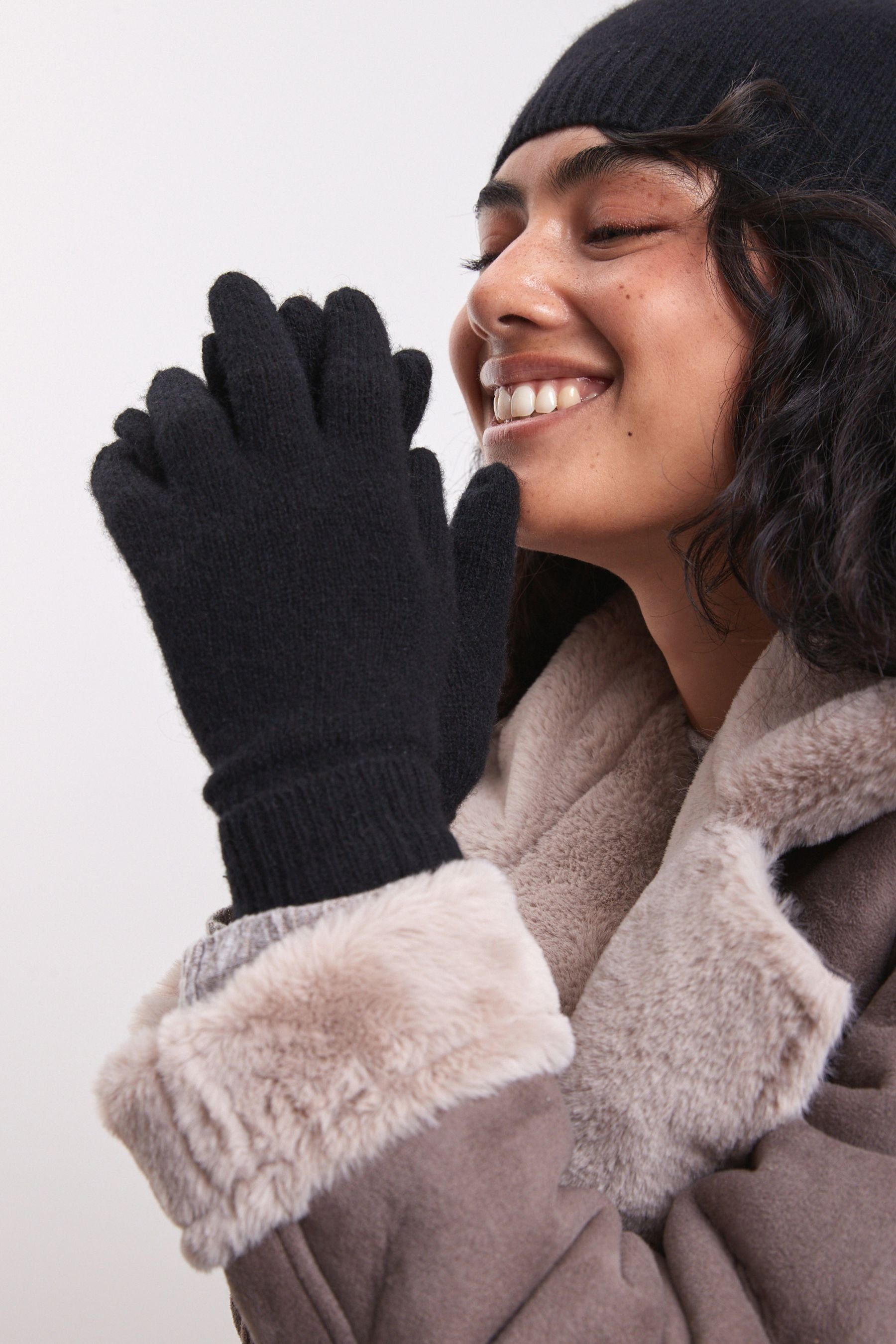 Strickhandschuhe Next 100 % Black Collection Luxe aus Handschuhe Kaschmir