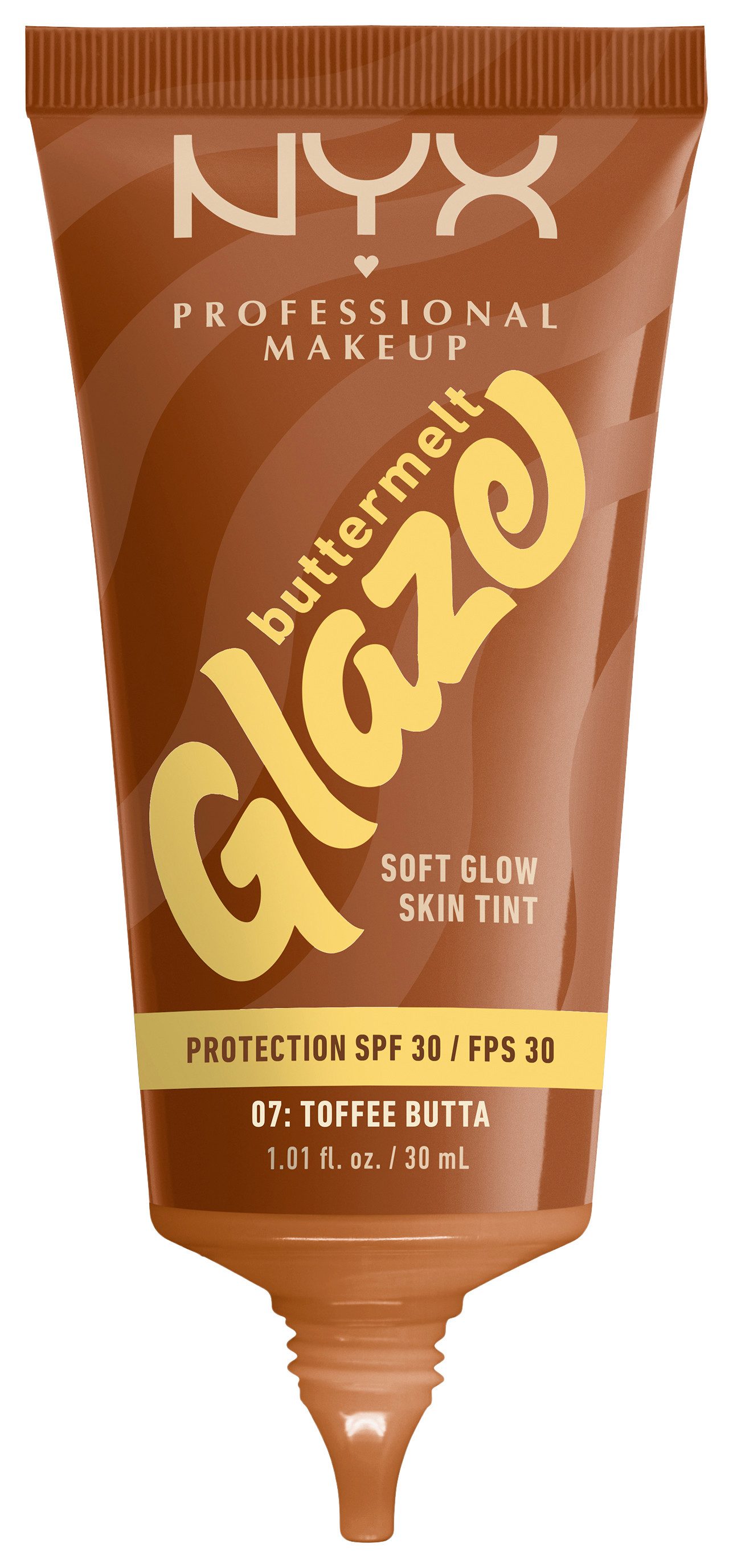 NYX PROFESSIONAL MAKEUP Foundation BUTTERMELT GLAZE SOFT GLOW SKIN TINT + LSF 30, Pflegend, spendet Feuchtigkeit, ohne Rückstände und öliges Finish.