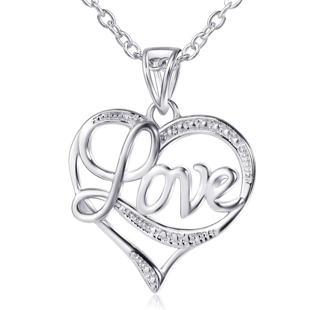Schmuck-Elfe Kette mit Anhänger Heart LOVE romantic, 925 Silber