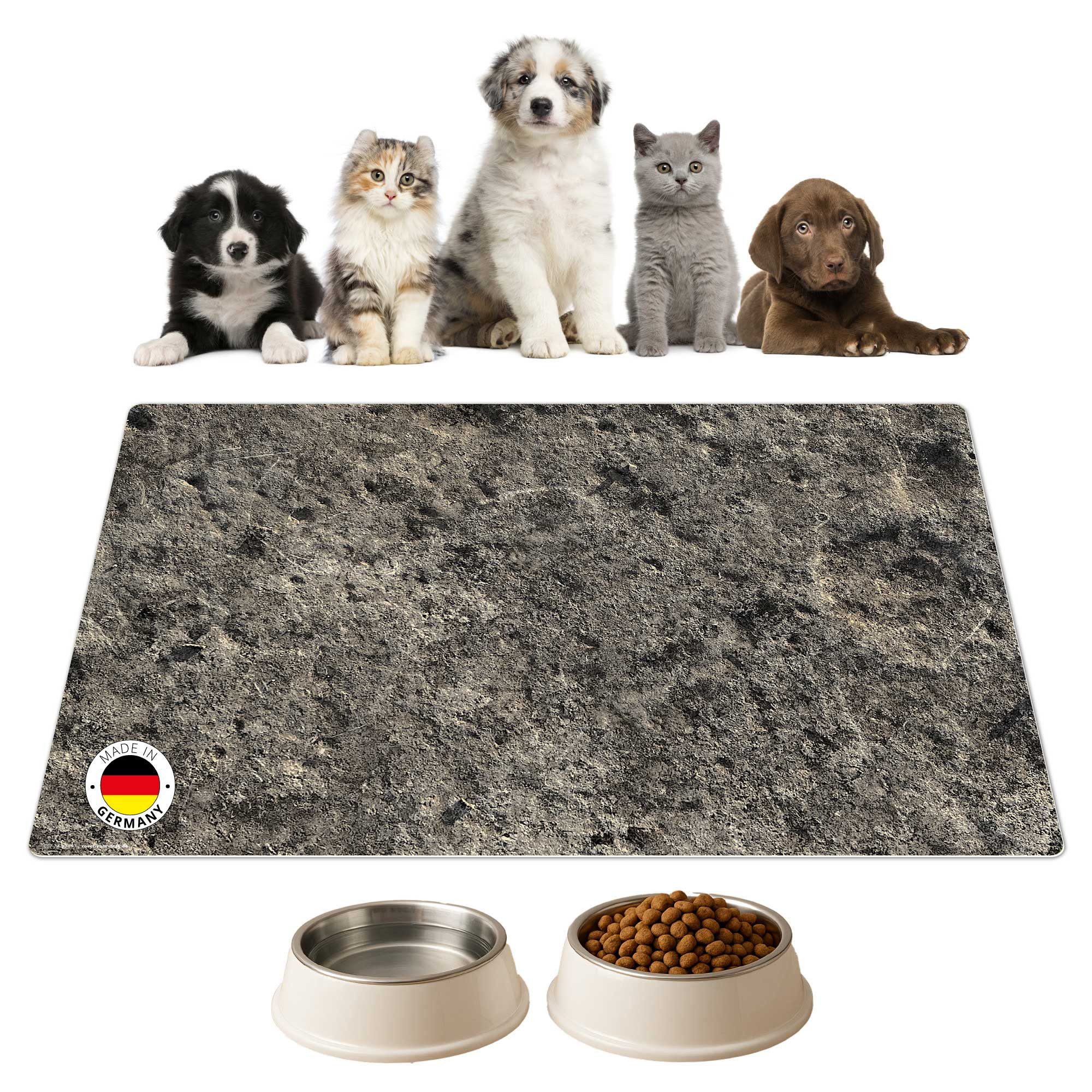 cover-your-desk.de Napfunterlage für Hunde & Katzen „Narutstein dunkel Textur“ - aus Premium-Vinyl, 1-St., rutschhemmend, abwaschbar, reißfest, Made in Germany
