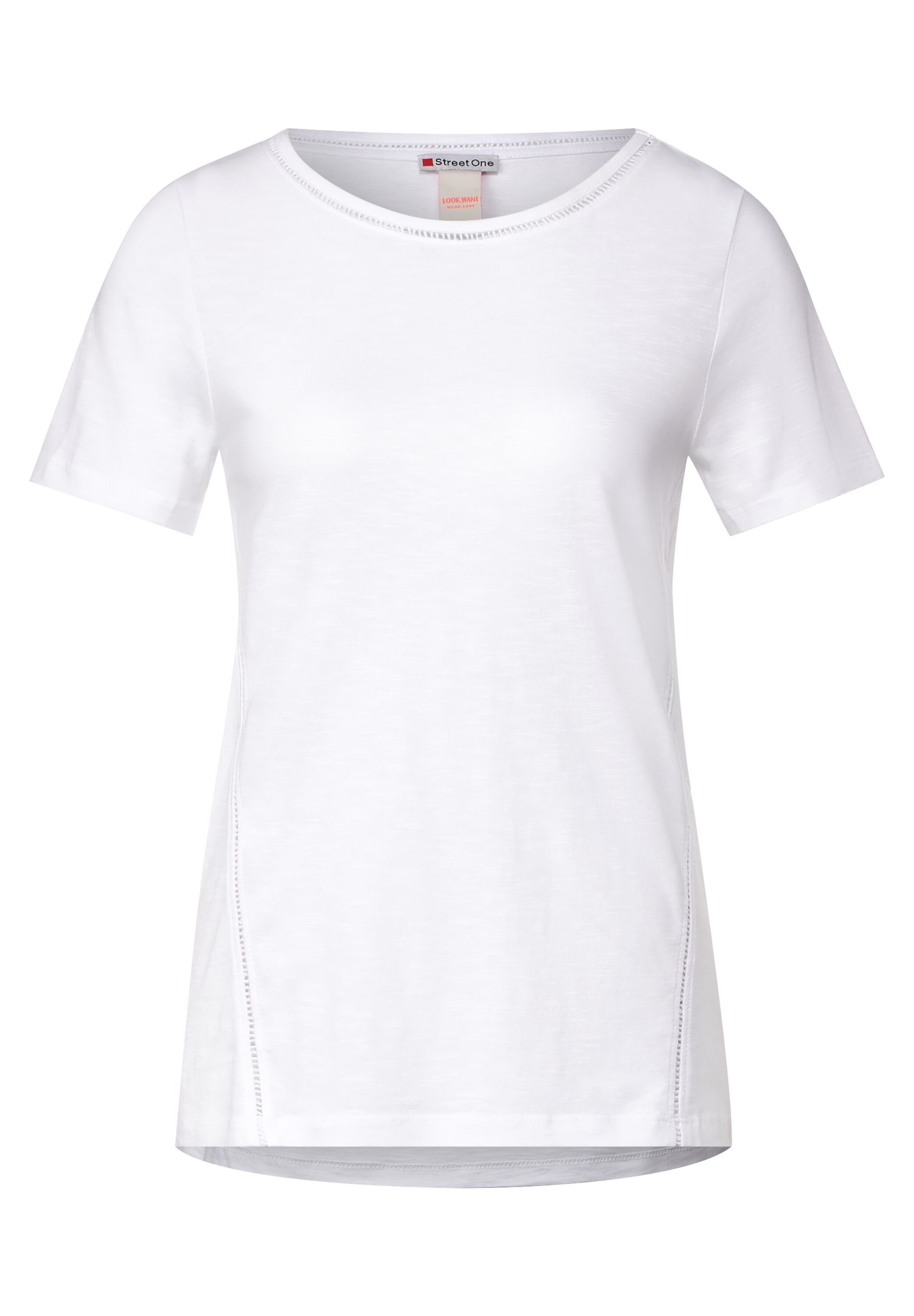 White ONE in STREET Unifarbe T-Shirt