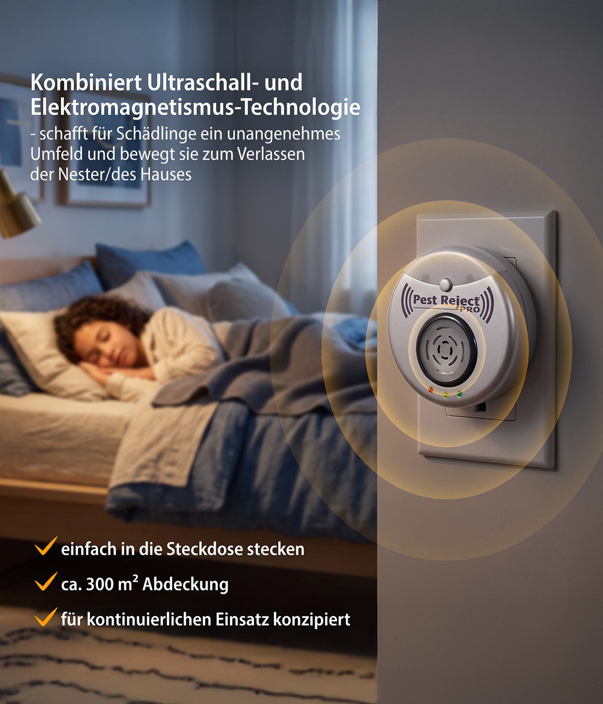 Genius Insektenfalle Pest Reject Schädlingsabwehr, Ultraschall, für Mücken, Nagetiere, 24/7-Dauerbetrieb für kontinuierliche Schädlingsabwehr – Bild 2 von 5