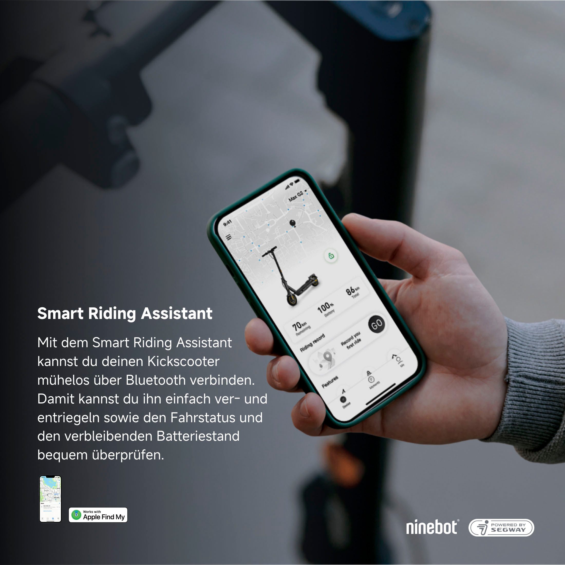 Segway E-Scooter KickScooter MAX G2 D, 20 km/h, Ninebot E-Scooter, mit Straßenzulassung, bis zu 70 km Reichweite