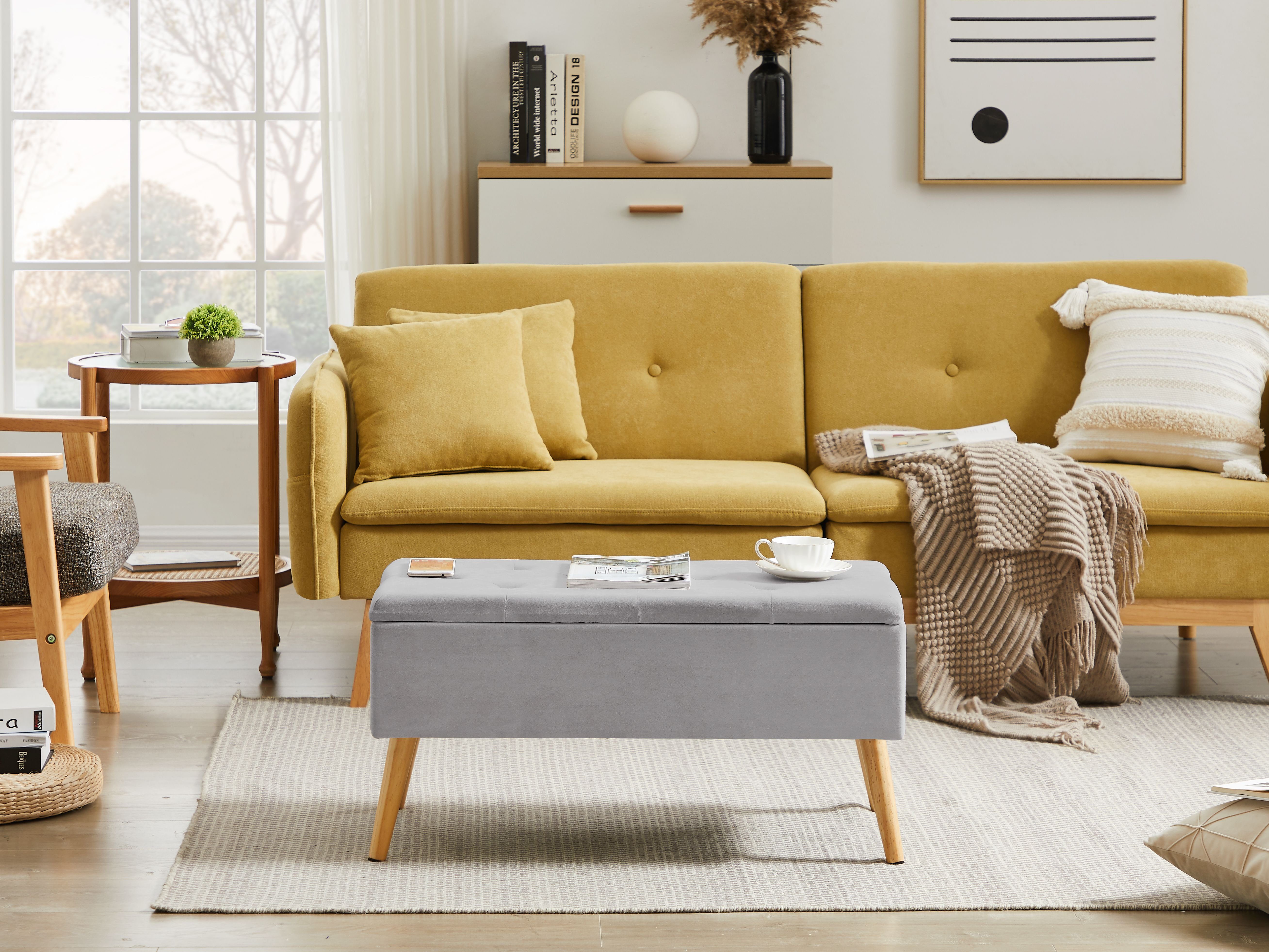 Zedelmaier Sitztruhe Sitztruhe Sitzhocker Fußhocker mit Stauraum LeinenDeck günstig online kaufen