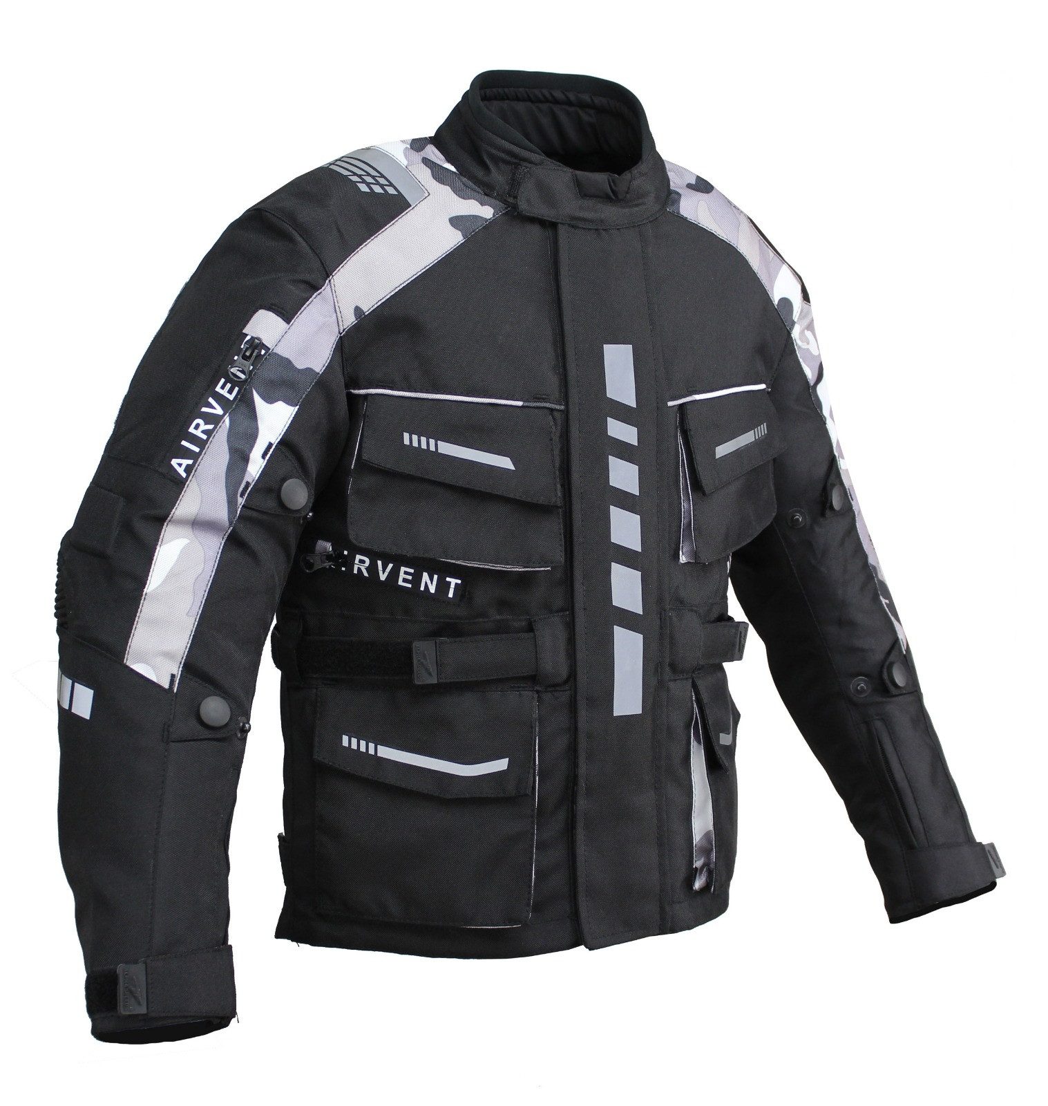 Alpha Speeds Motorradjacke Kinder Motorrad Textil Jacke Biker wasserdicht Jacke mit Protektoren Sport, Innenjacke ist trennbar: All Season, Camouflage Grau