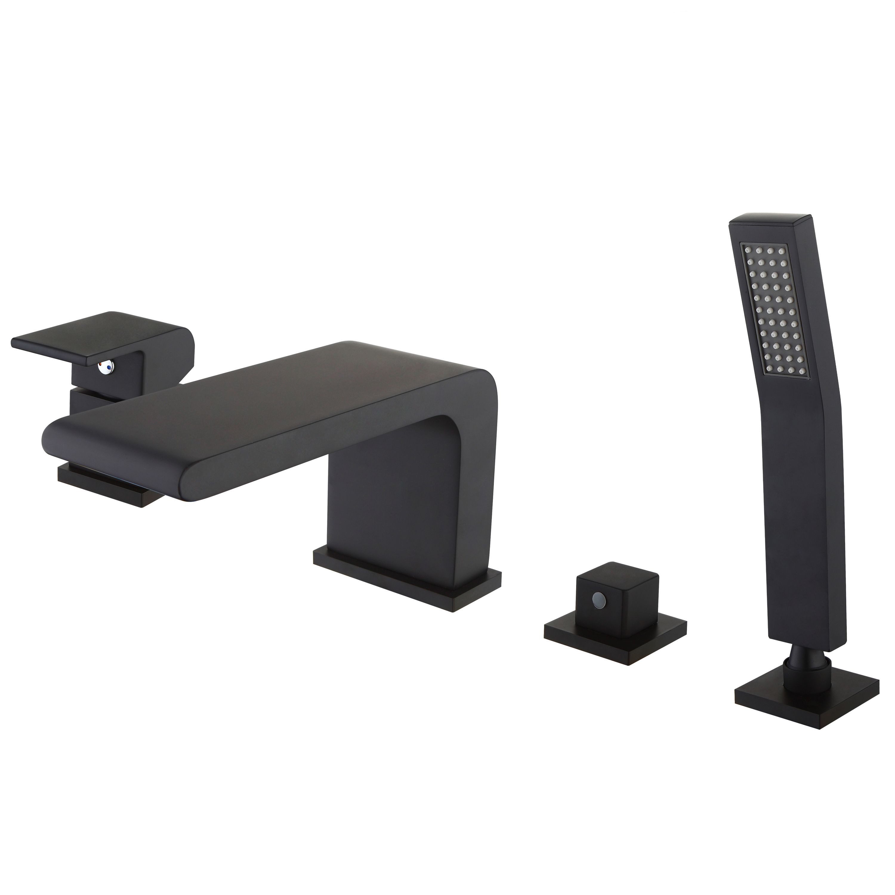 Bernstein Wannenarmatur 6080B Schwarz 4-Loch Wannenrandarmatur Wasserfall S günstig online kaufen