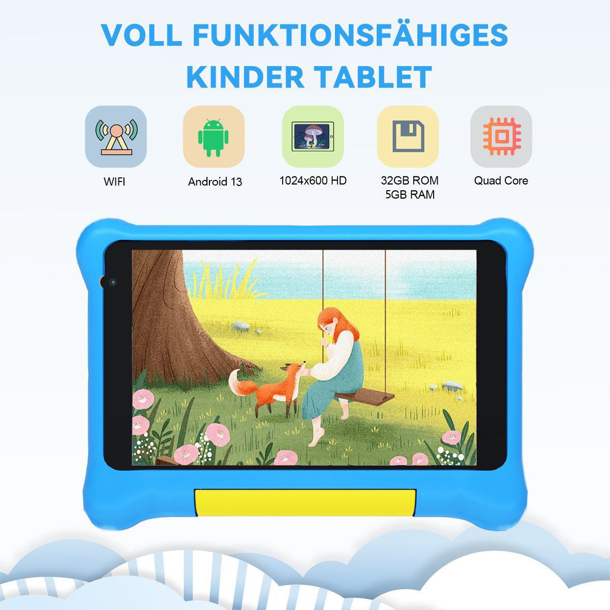 BUFO 7-Zoll Android13 5GB+32GB icherheitskoffer für Spiel und Lernen Kinder Tablet (7", 32 GB, Android, WiFi, Kinder Tablet)