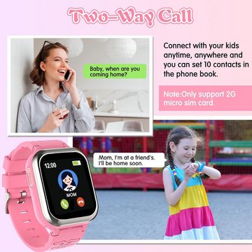 Kaacly für Jungen Mädchen Kinder Geburtstag/Weihnachten Geschenke Smartwatch, mit Telefon Anruf SOS Musik Video Kamera Schrittzähler Alarm