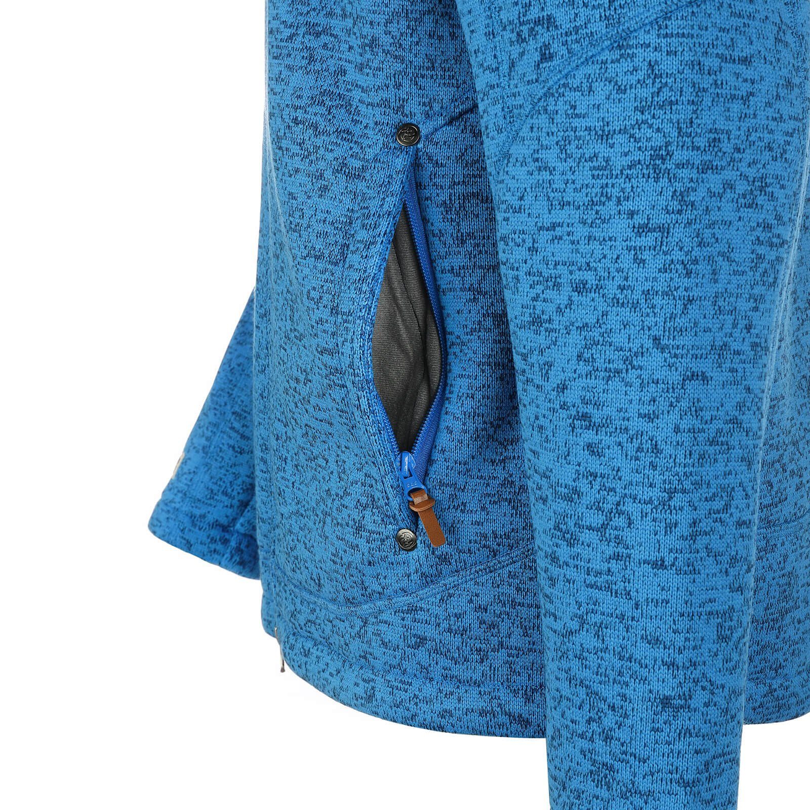 Dry Fashion Fleecejacke Herren Jacke Kapuzenfleecejacke Kappeln Kapuze - Fleece melange blau mit Wärmende
