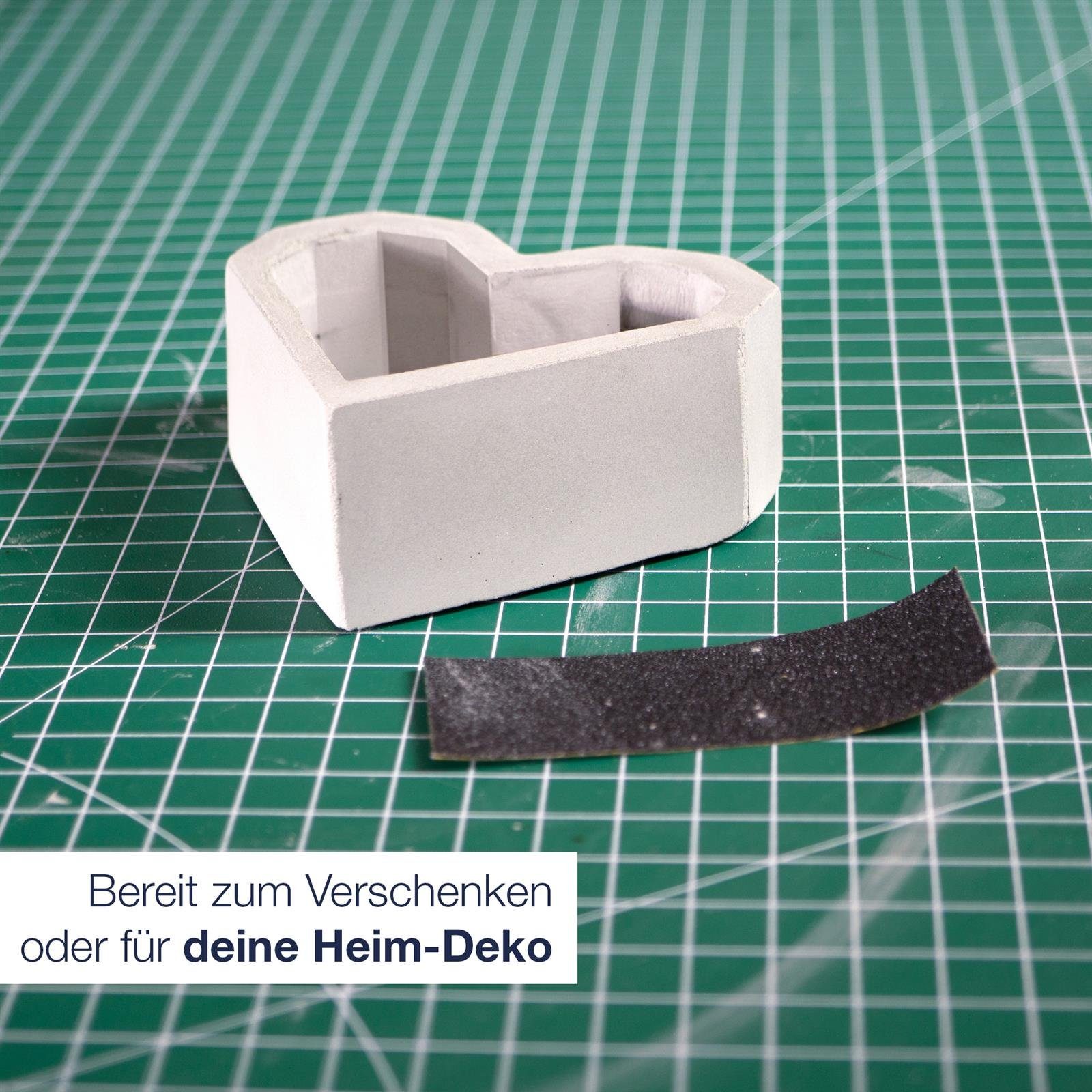 ILP Dekoobjekt Komplettes DIY Set für - Gießform Inkl. Herz Bastel Schale, Deko Beton - Beton Beton Geschenk