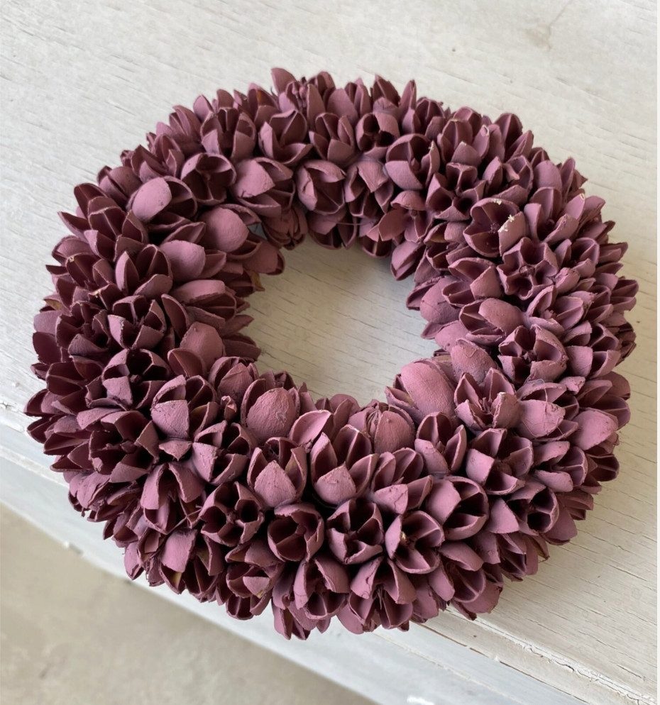 LYKKE & You Dekokranz Trockenblumen Dekokranz Ø 30 cm – Bakulikranz White-wash, Handgefertigt, Unikat, dicht gewickelt, langlebig