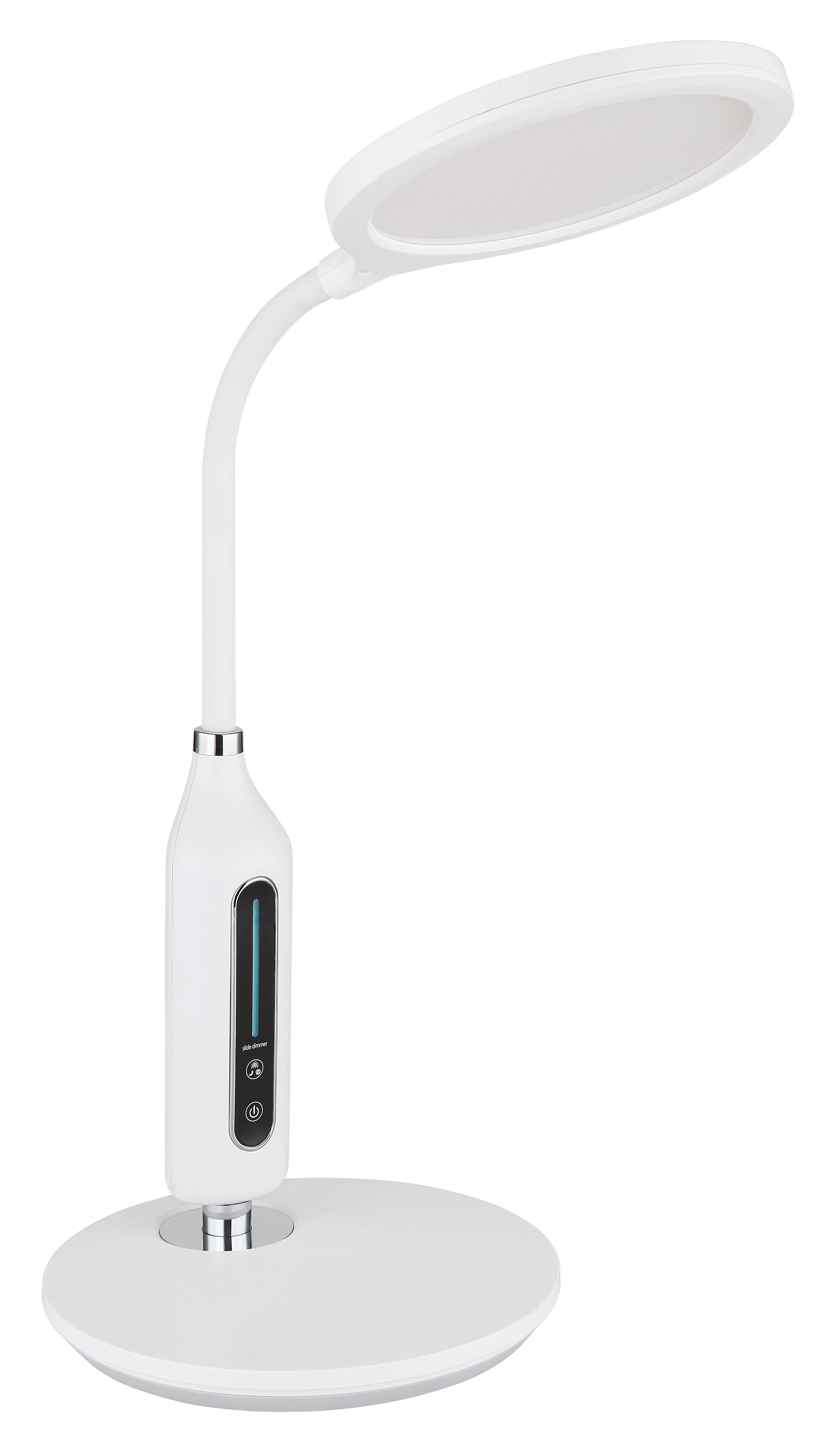 GLOBO LIGHTING Tischleuchte FRUGGY, LED fest integriert, Tischleuchte Weiß/Chrom, Touch dimmbar, Flexo, LED 9W