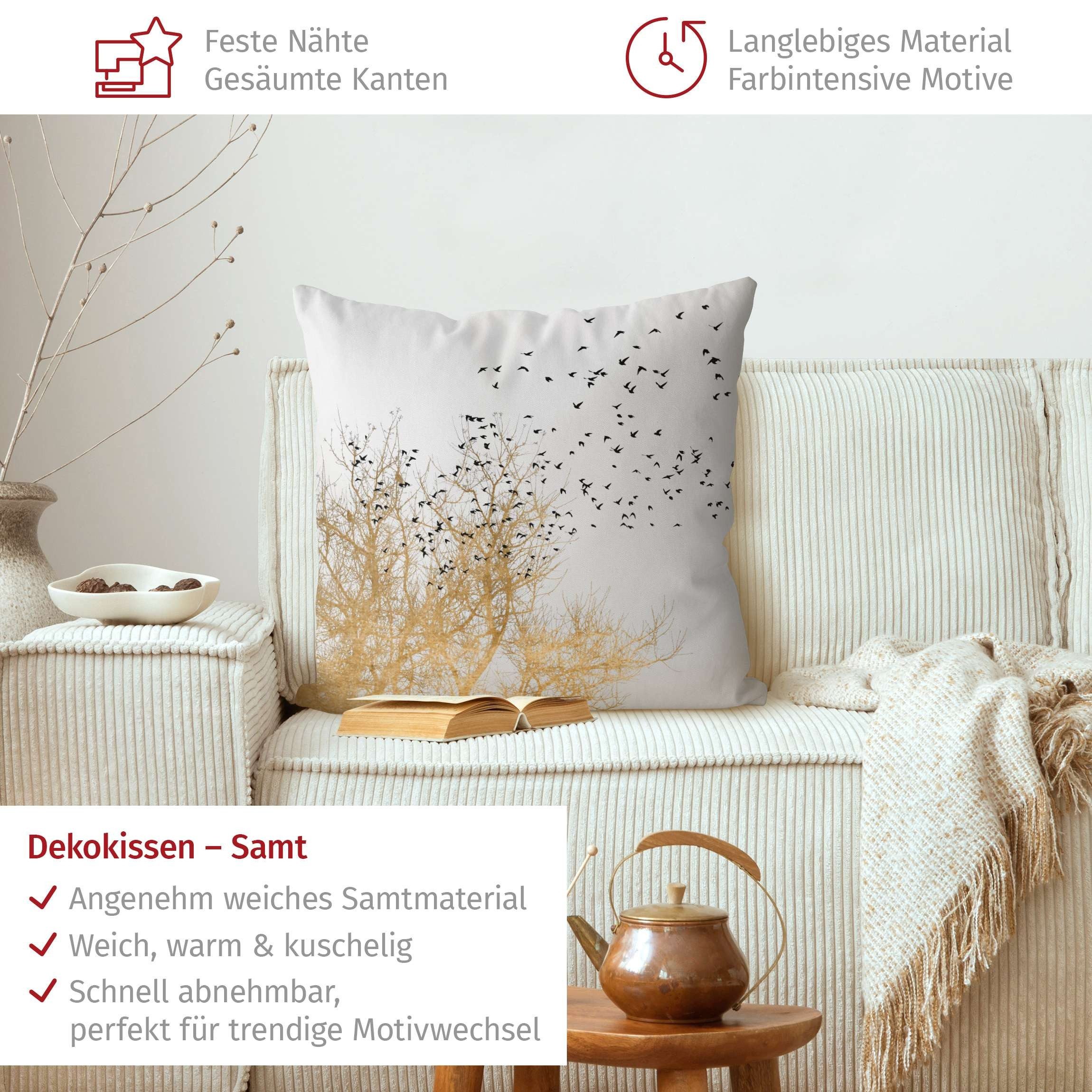 Bilderdepot24 Dekokissen drinnen Kissenhülle/ Sofakissen/ Zierkissen Kissenhülle gold Wald, Bezug mit / ohne Füllung Zierkissen Outdoor Sofa Bett