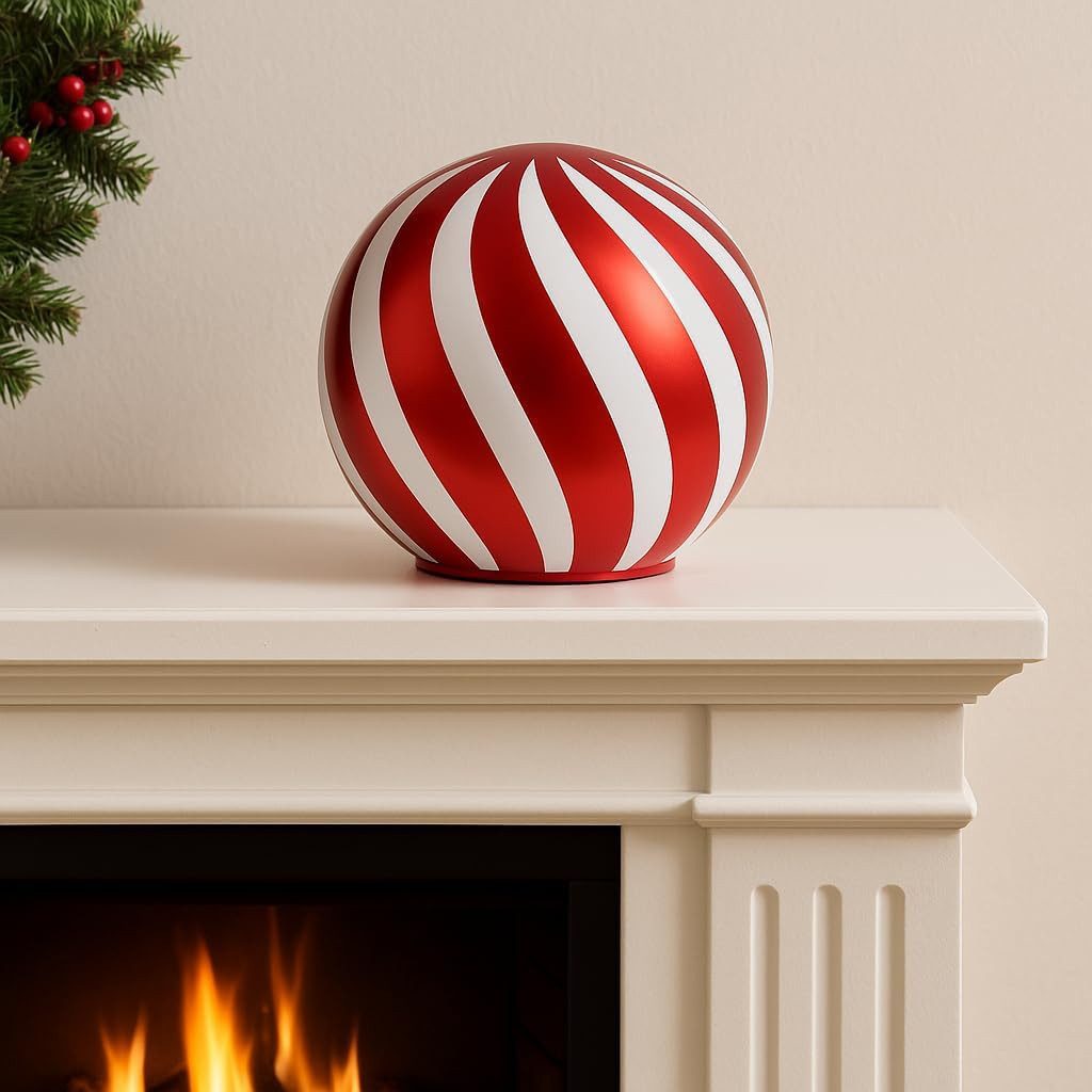 mucHome LED Kugelleuchte Deko Kugel LED Licht rot/weiß Weihnachtskugel 10cm, mit 8 LEDs