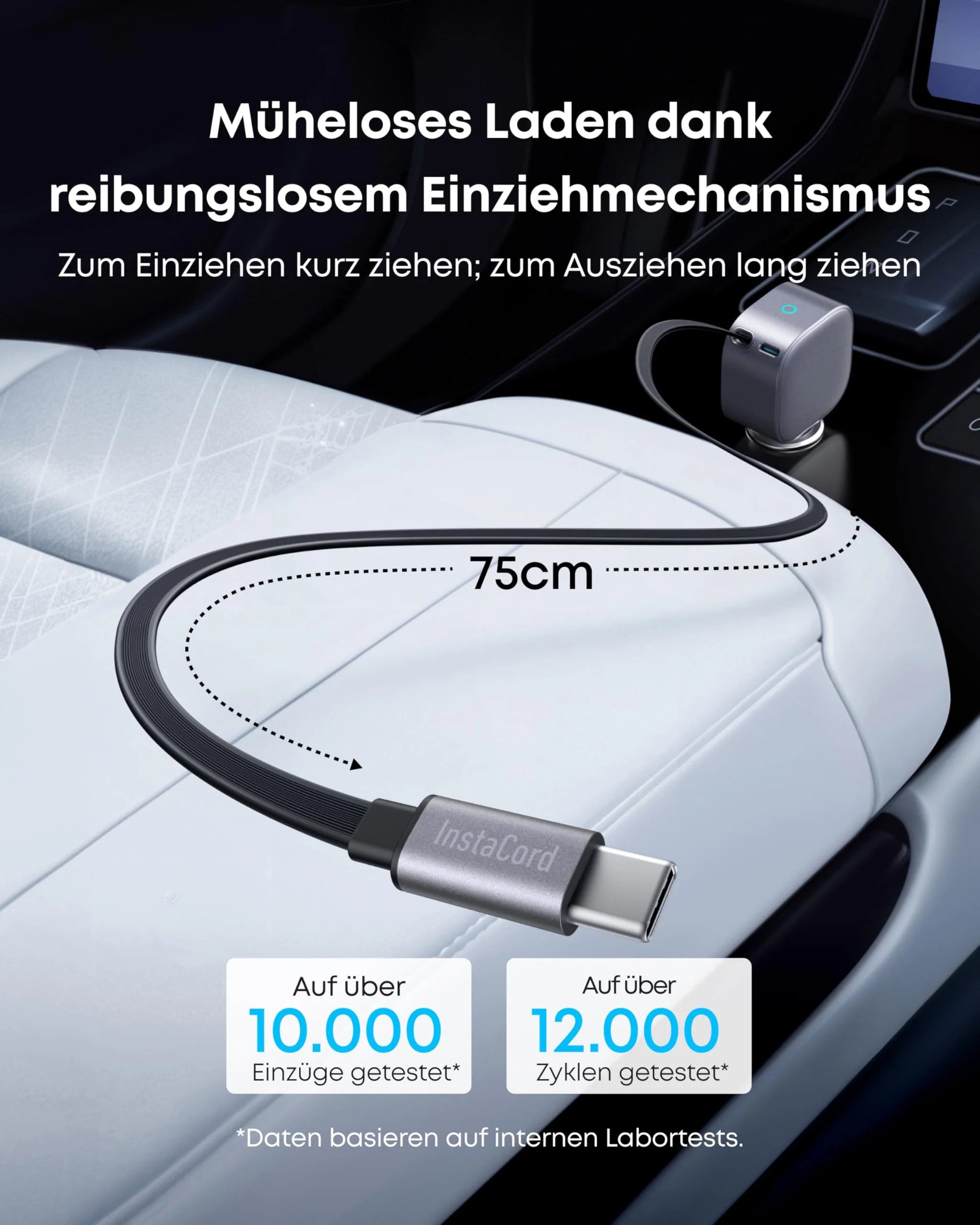 Anker A2610 Ladestation (75W Kfz-Ladegerät mit USB-C, integriertem Kabel)